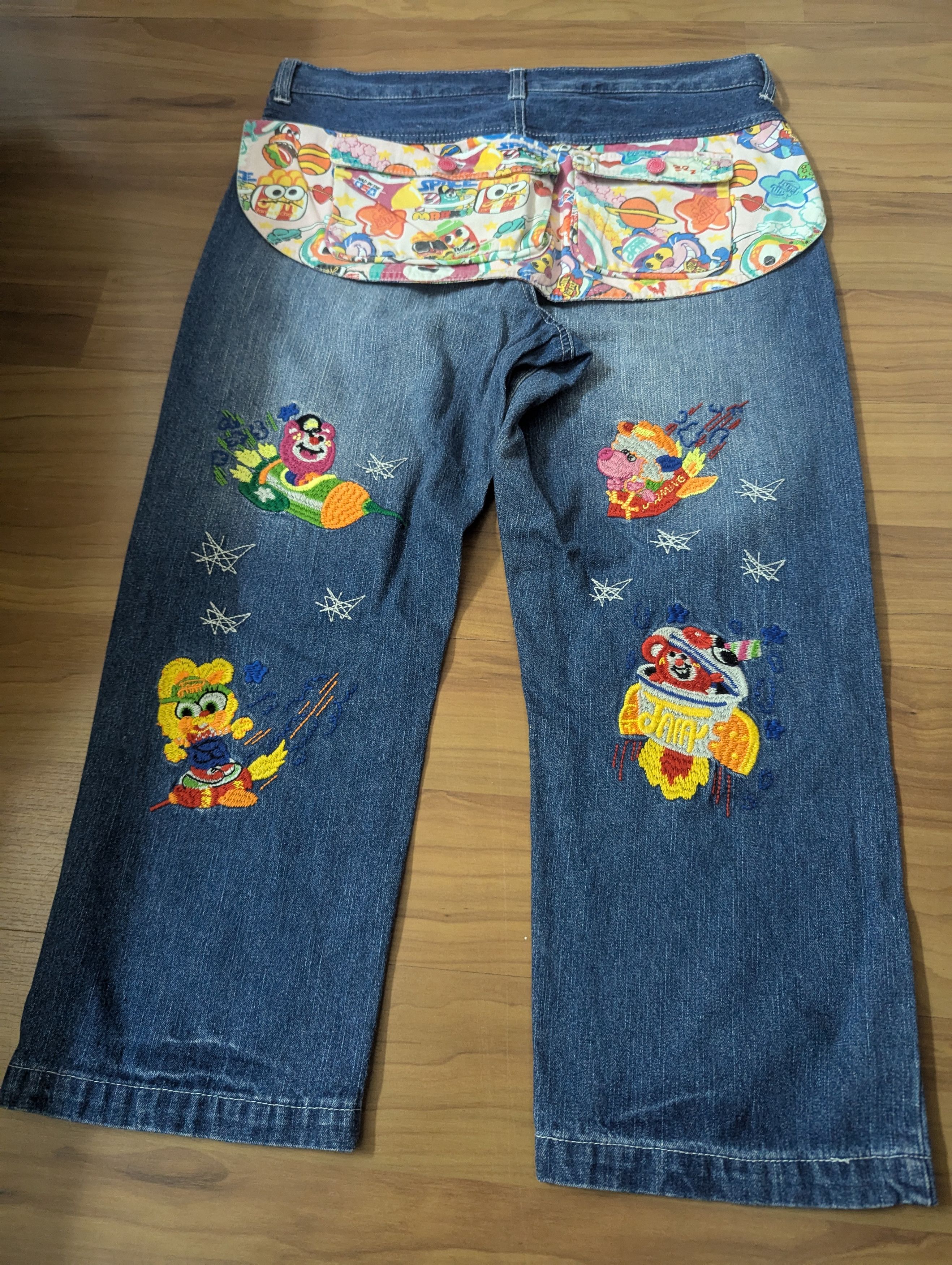 Hysteric Glamour × PPFM Colourful Like Takashi Murokami Japanese Brand Cropped Jeans Size US 32 / EU 48 - 2 Thumbnail