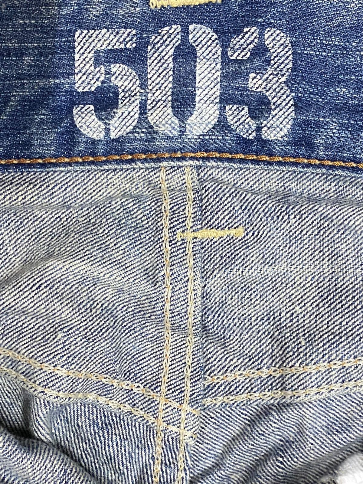 Japanese Brand Vintage Edwin 503 Faded Wash Paint Splatter Distressed Jeans Size US 31 - 14 Thumbnail