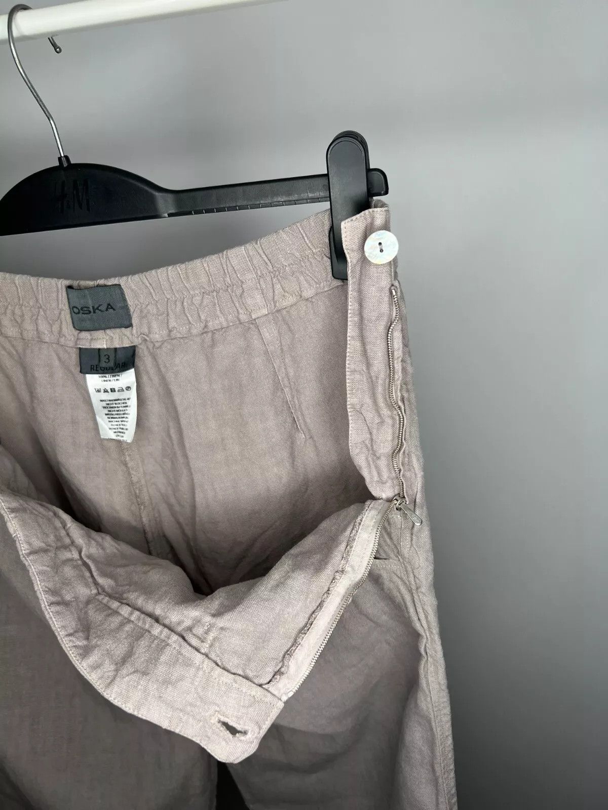 OSKA OSKA Light Grey 100% Linen Wide Leg Pants Trousers Size 3 Size 32" / US 10 / IT 46 - 11 Thumbnail