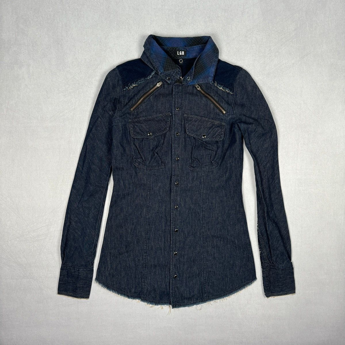 Le Grande Bleu (L.G.B.) Denim Snap Button Up Shirt Size US XS / EU 42 / 0 - 1 Thumbnail