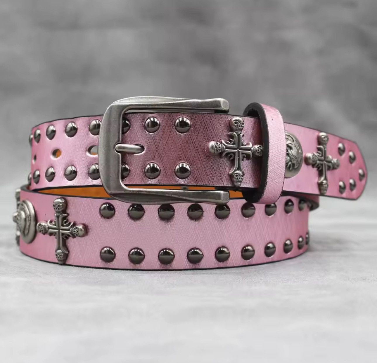 Other Gothic Punk Skull Rivet Cross Buckle Belt Size ONE SIZE - 2 Thumbnail