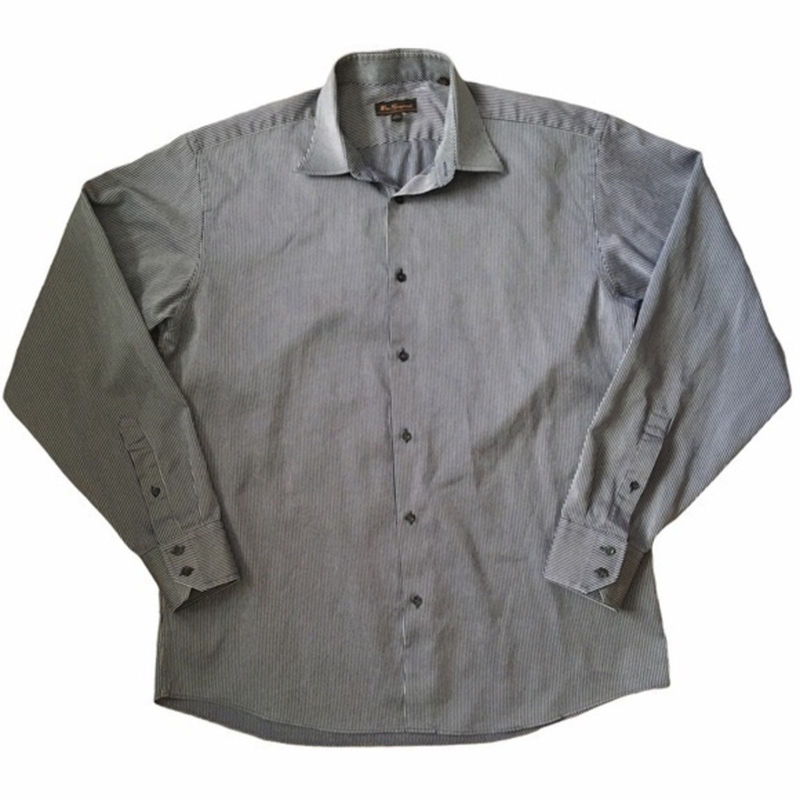 Ben Sherman Ben Sherman Pin-Striped Blue White Button-Down Shirt Size US L / EU 52-54 / 3 - 1 Thumbnail