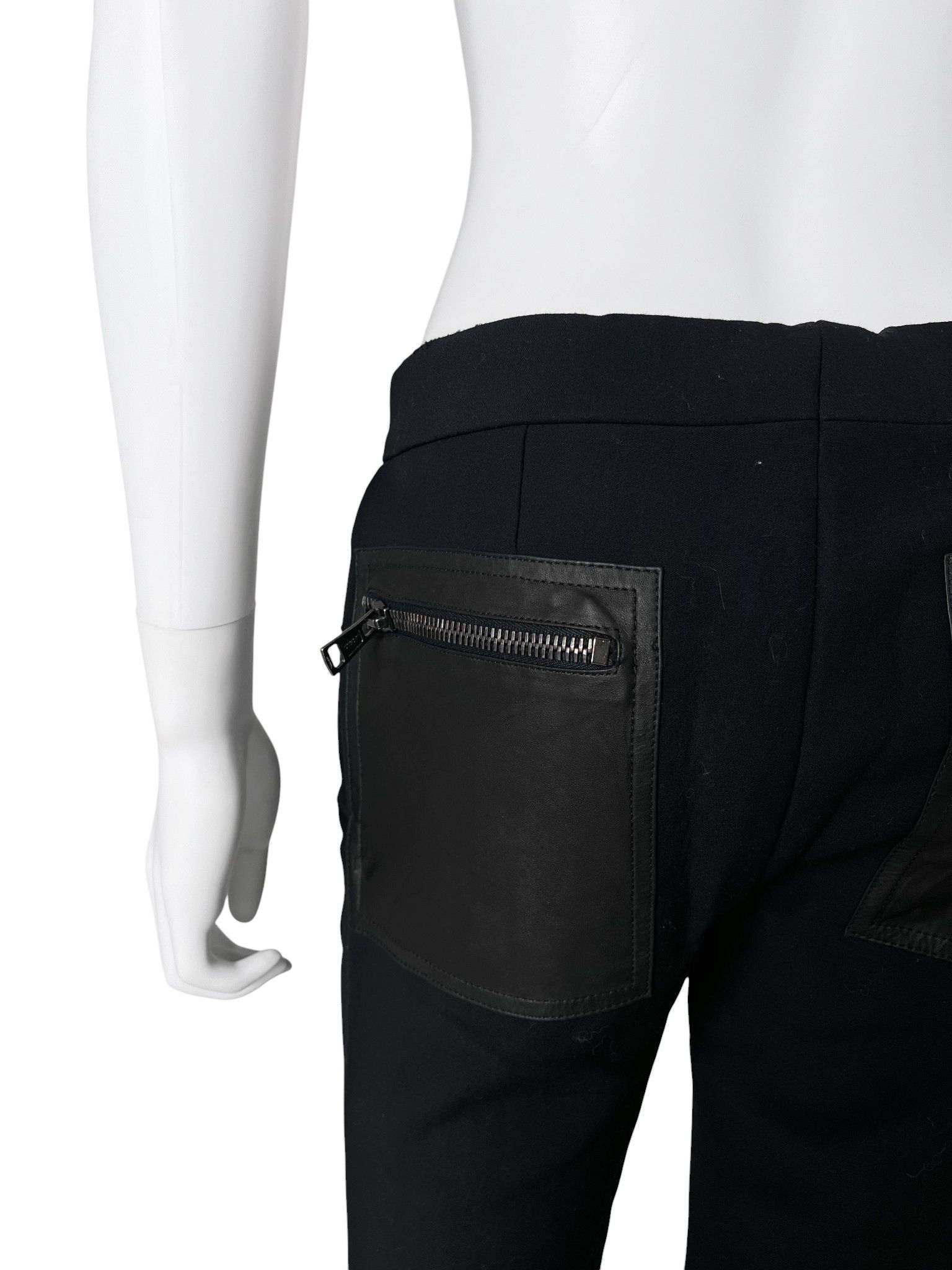 Gucci by Tom Ford F/W 2001 Black Wool Leather Patched Zipped Pants Size 28" / US 6 / IT 42 - 11 Thumbnail