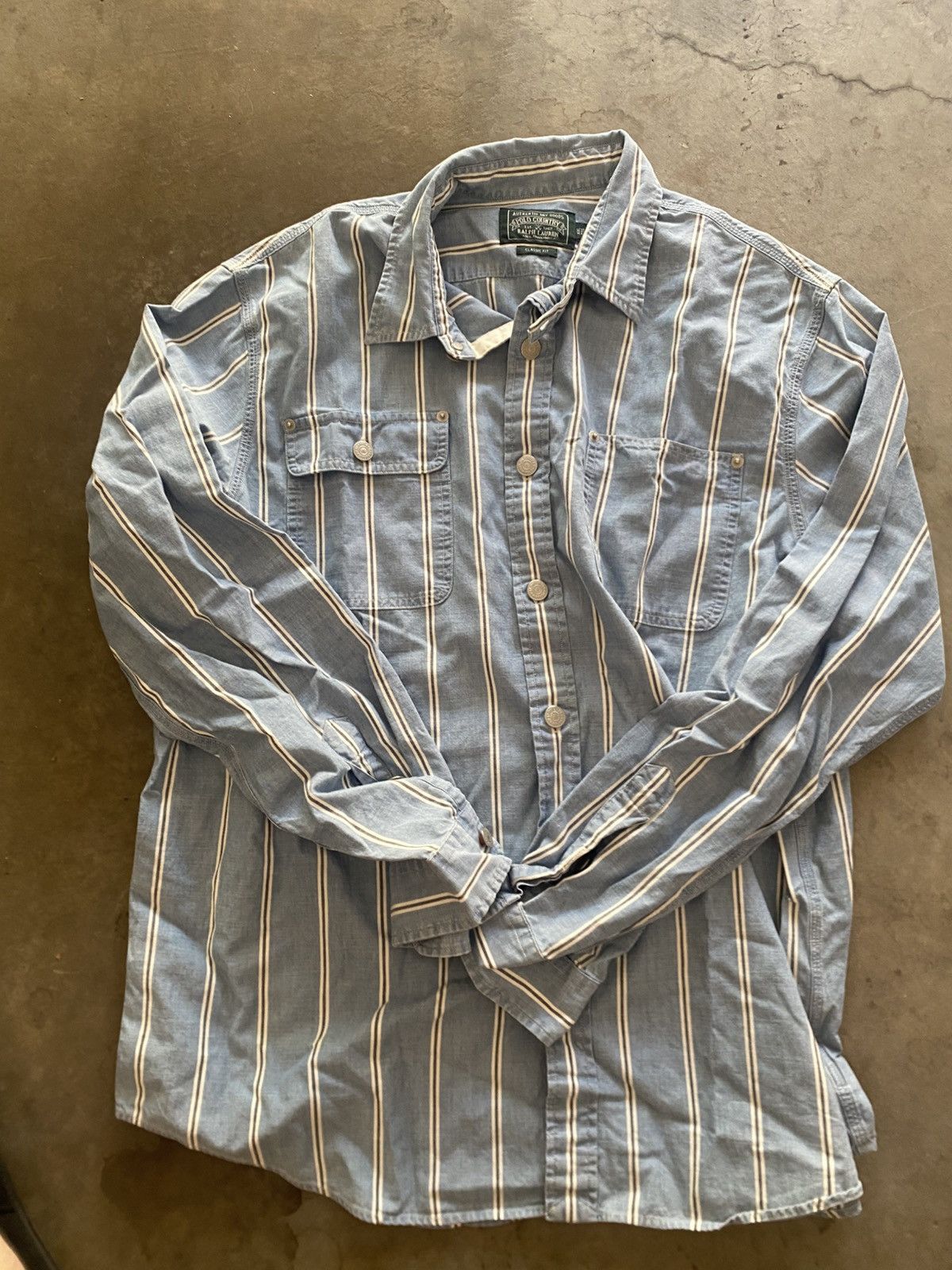 Polo Ralph Lauren Vintage New Polo Ralph Lauren Blue Button Up Polo Country Size US XXL / EU 58 / 5 - 3 Thumbnail