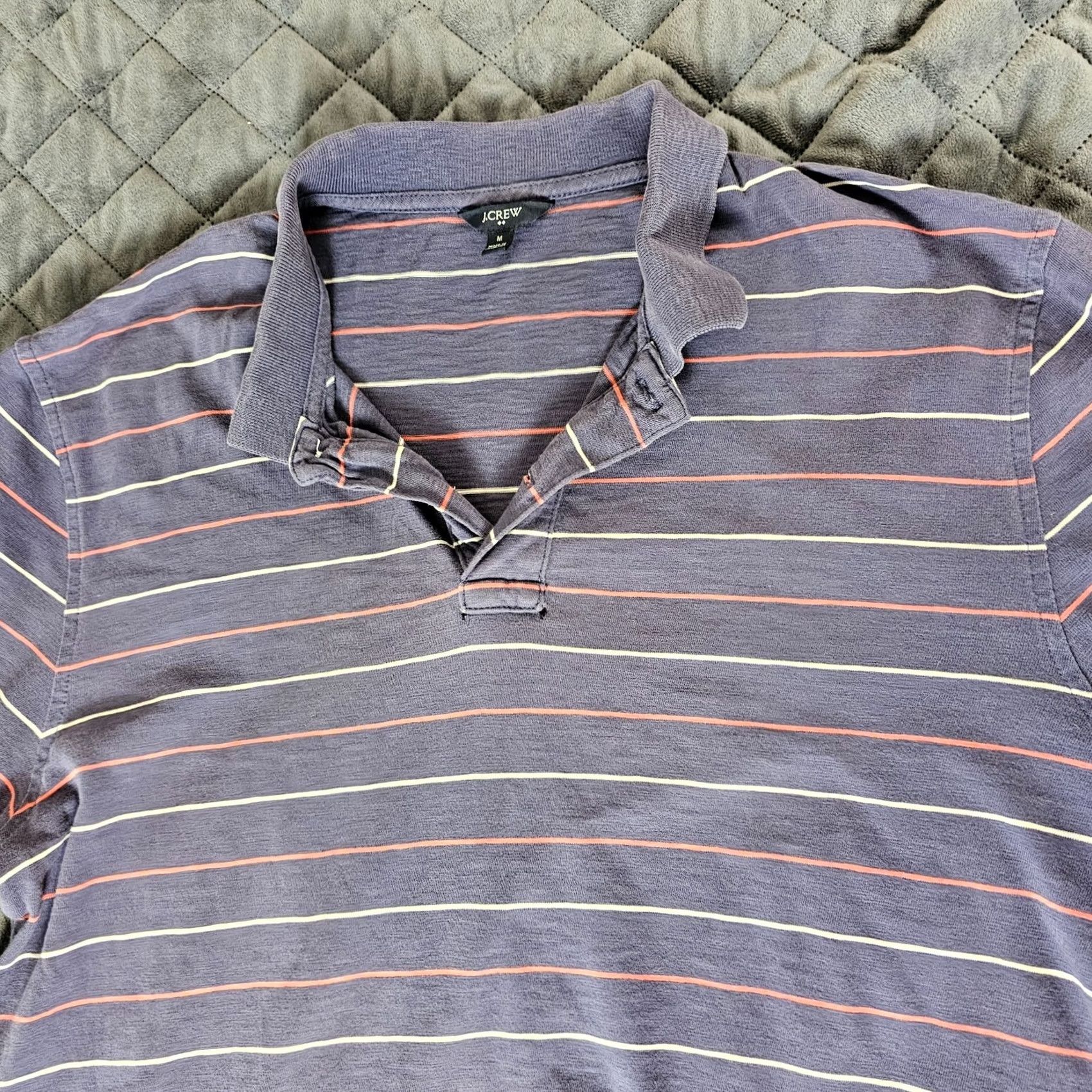 J.Crew J.CREW Polo Shirt Men's M Short Sleeve Purple Stripe Lightweight Performance Polo Shirt Core Sports Logo Embroidered Breathable Casual Golf Walking Size US M / EU 48-50 / 2 - 3 Thumbnail
