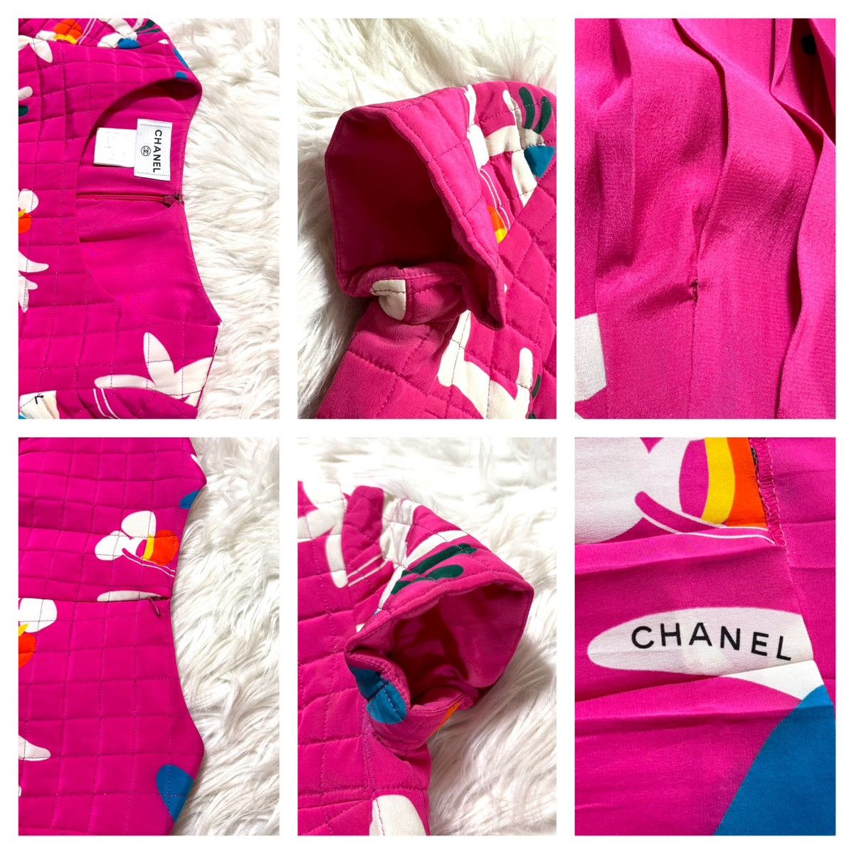 Chanel runway Chanel quilted short sleeve floral dress, pink Size XS / US 0-2 / IT 36-38 - 3 Thumbnail