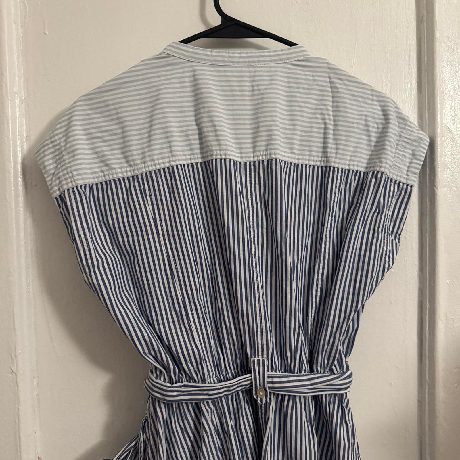 Other Romantic Soft Blue Stripe Pockets Tie Waist Dress Wrapped Size M / US 6-8 / IT 42-44 - 7 Thumbnail