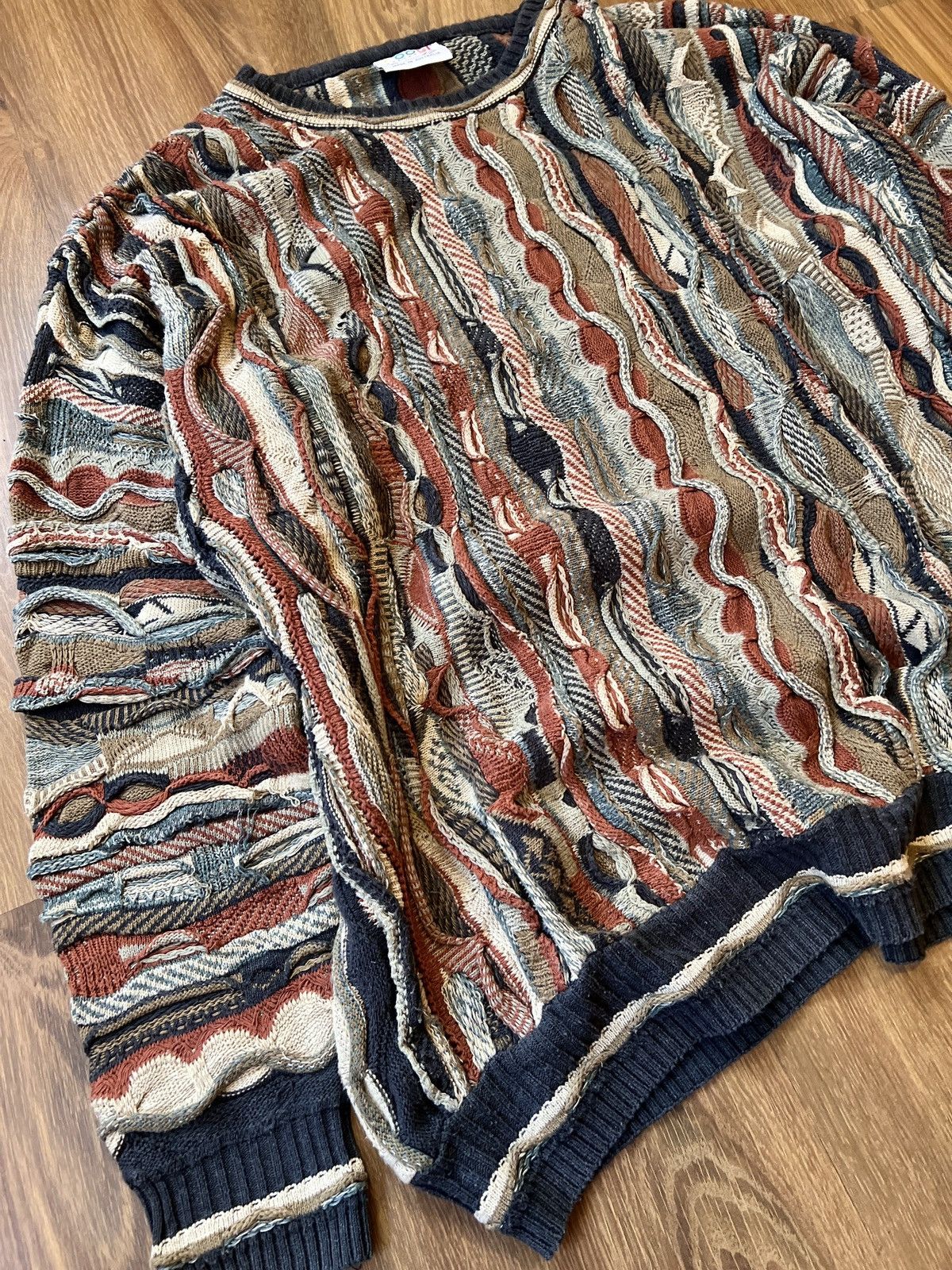 Coogi Rare Coogi 3D Knit / Sweater (Brown/Orange/Black/Blue) Size US XL / EU 56 / 4 - 3 Thumbnail