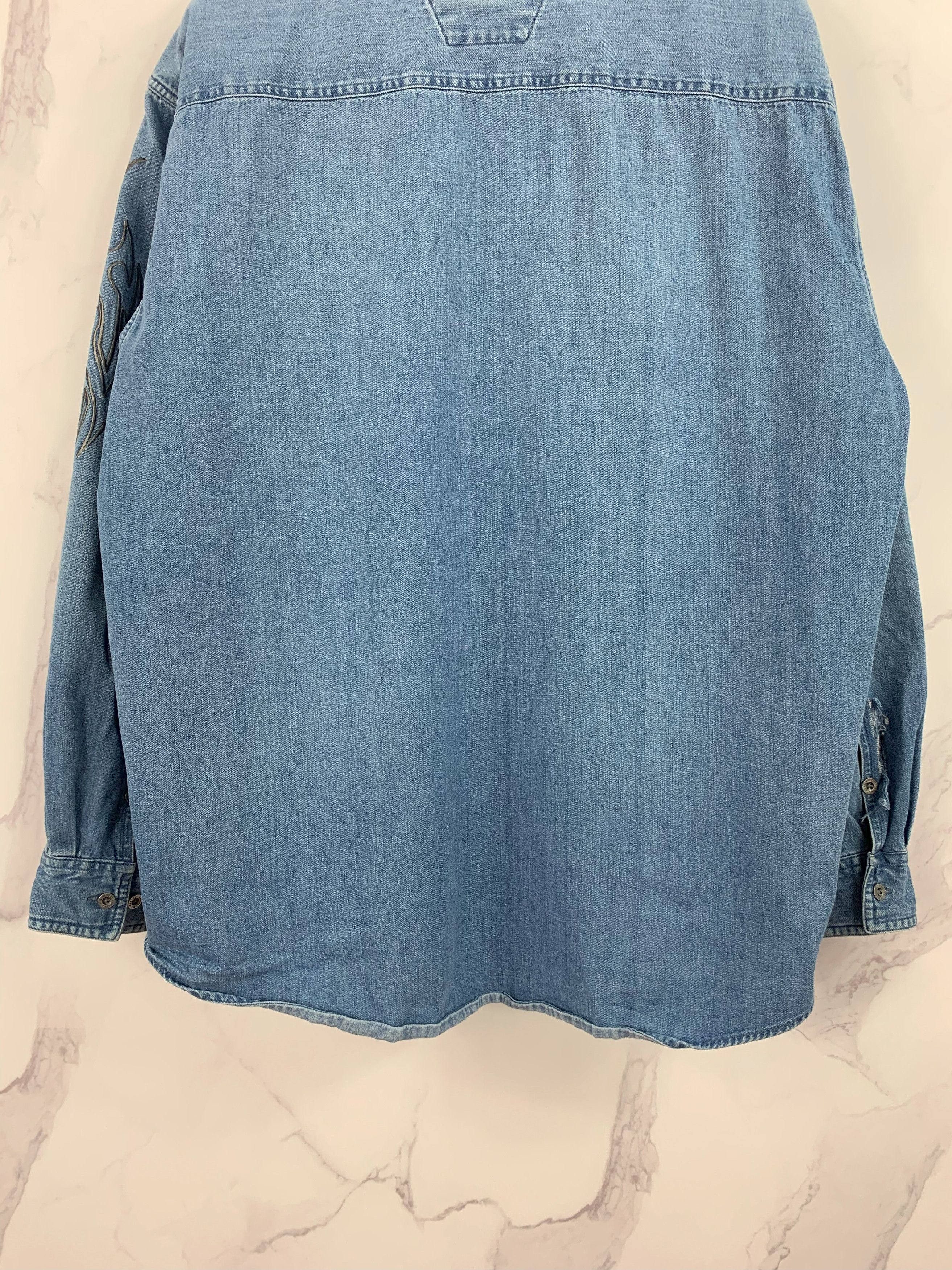 Harley Davidson Vintage Harley Davidson Denim Button Shirt Size 2XL Size US XXL / EU 58 / 5 - 6 Thumbnail