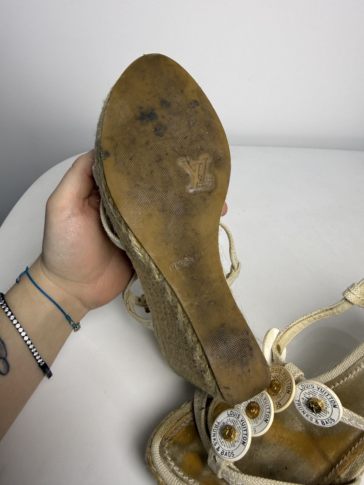 Louis Vuitton Louis Vuitton cream espadrille wedge sandals Size US 8 / IT 38 - 9 Thumbnail