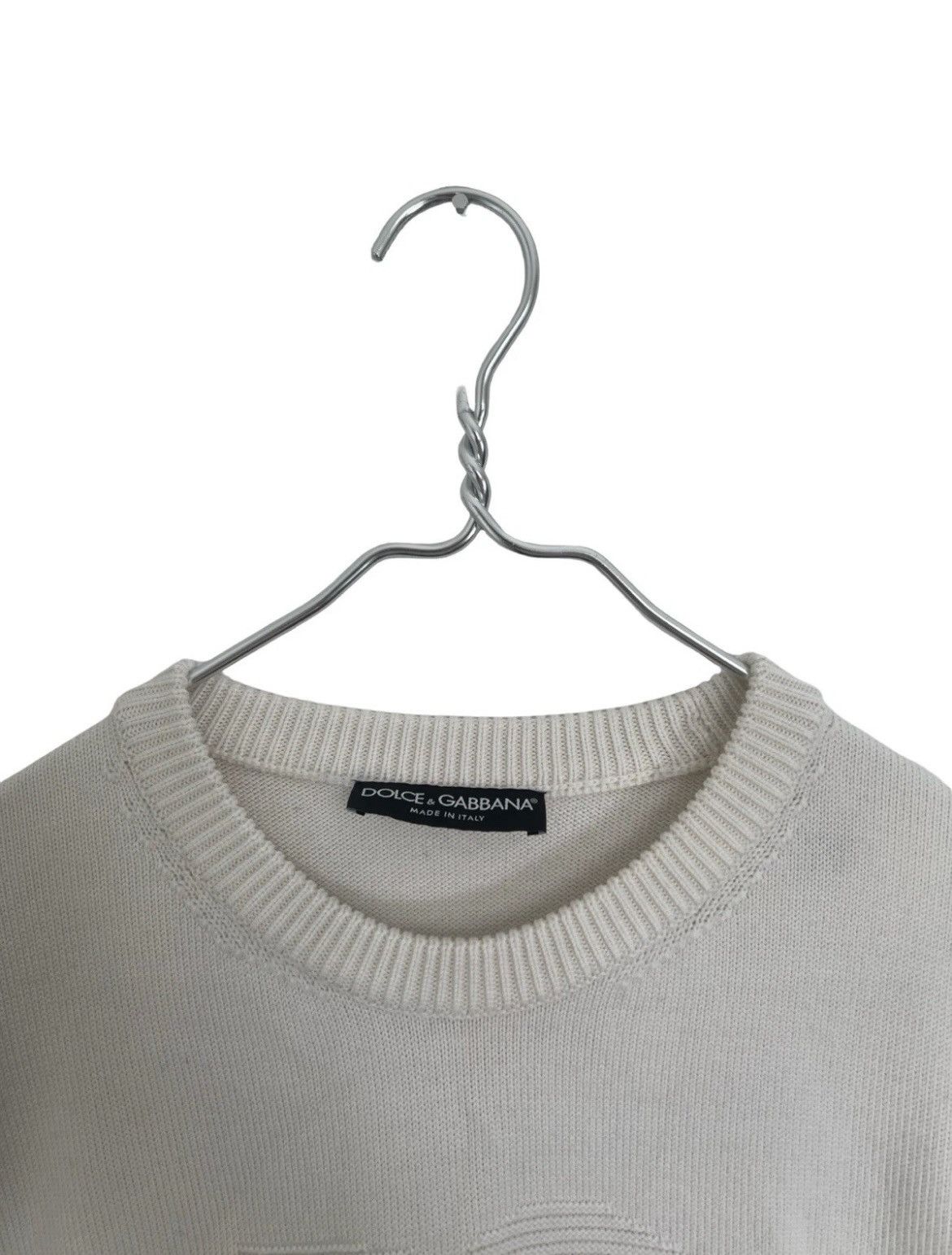 Dolce & Gabbana Dolce & Gabbana Men's Wool Logo Sweater White Size Medium DG Size US M / EU 48-50 / 2 - 2 Thumbnail