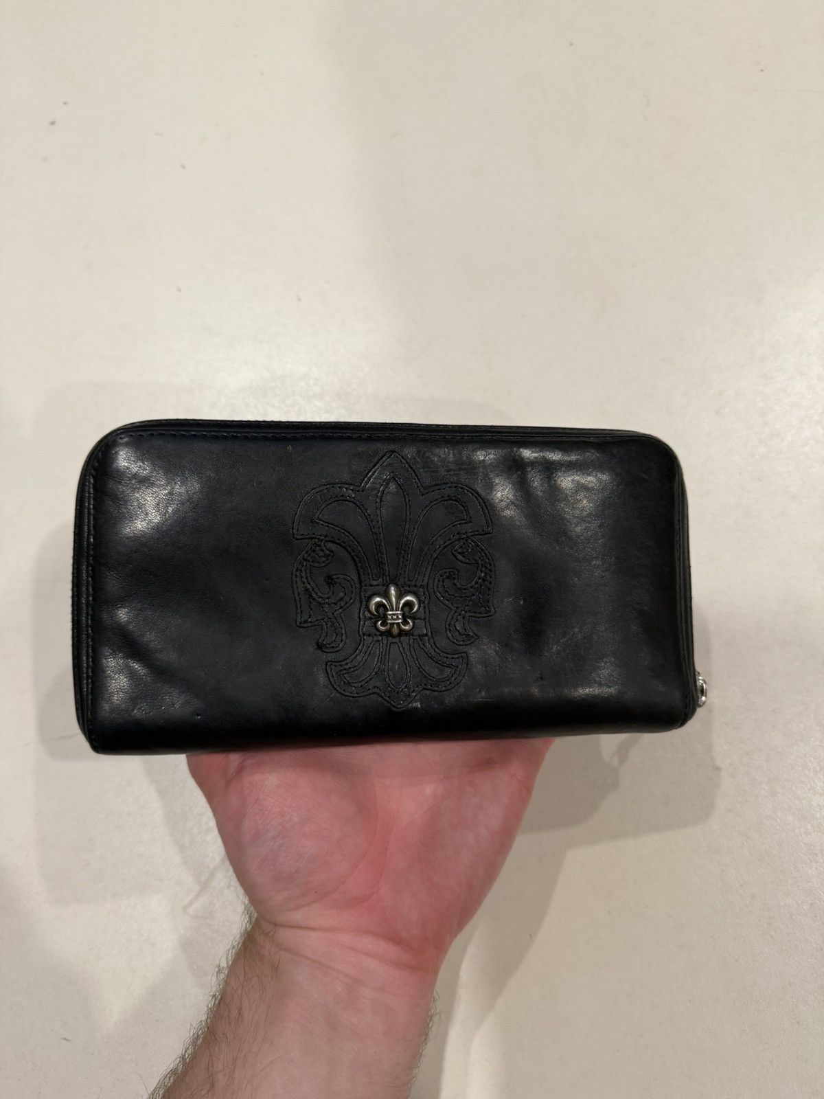 Chrome Hearts Chrome Hearts BS Fleur Wallet Black Leather Silver Scroll Size ONE SIZE - 16 Thumbnail