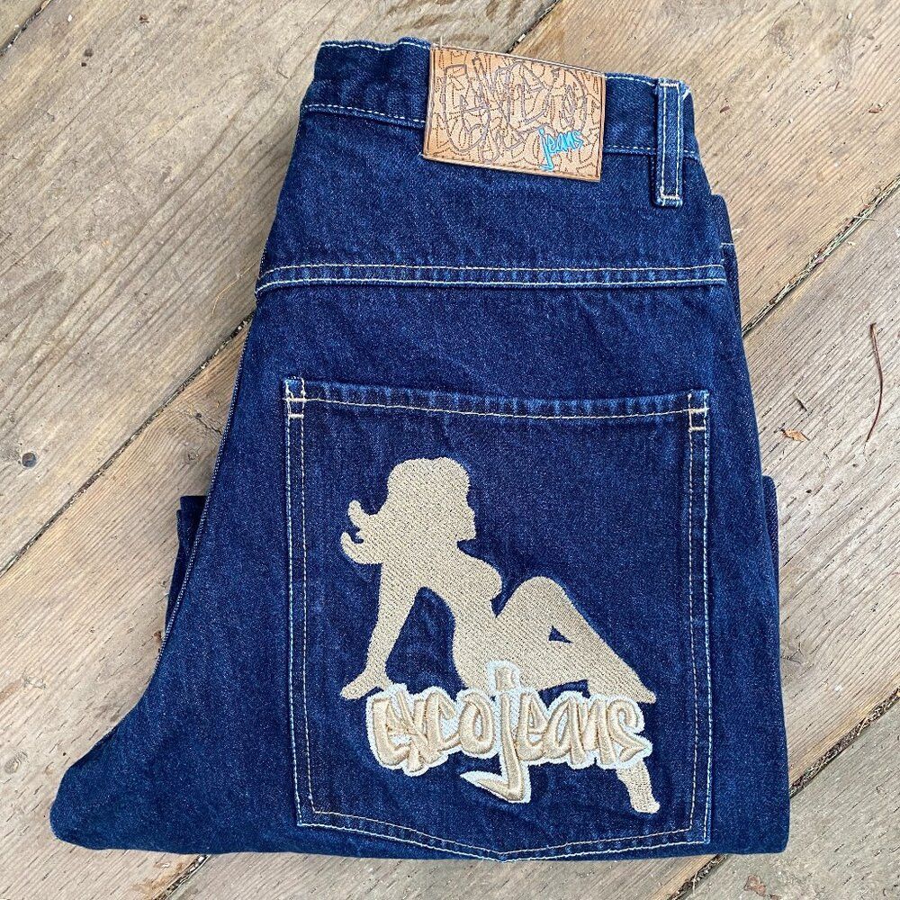 Vintage Vintage Y2K 90s Embroidered EXCO Jeans Size 30 Blue Size US 30 / EU 46 - 2 Thumbnail