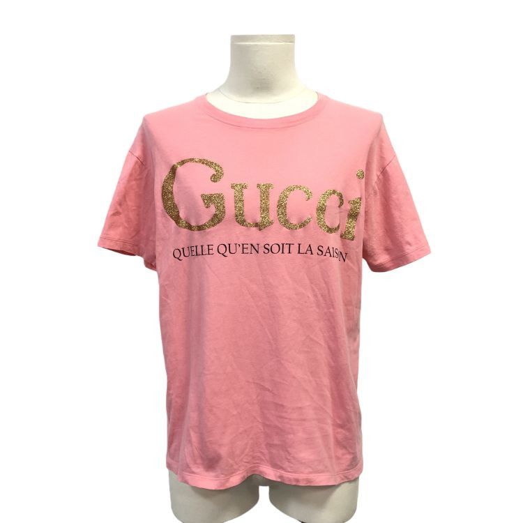 Gucci Gucci Pink Gold Glitter Logo T-Shirt Size S Size S / US 4 / IT 40 - 1 Thumbnail