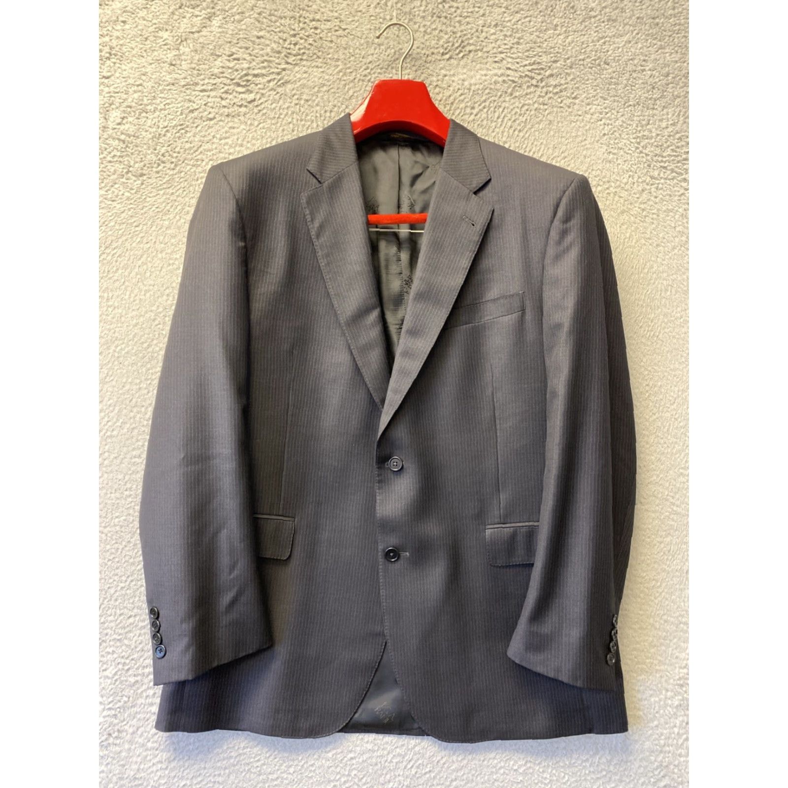 Jos. A. Bank VINTAGE Jos. A. Bank 2 Piece Wool Suit Pants Jacket Charcoal Gray Pinstripes 44L 38W Mens Rod? Size 44L - 2 Thumbnail