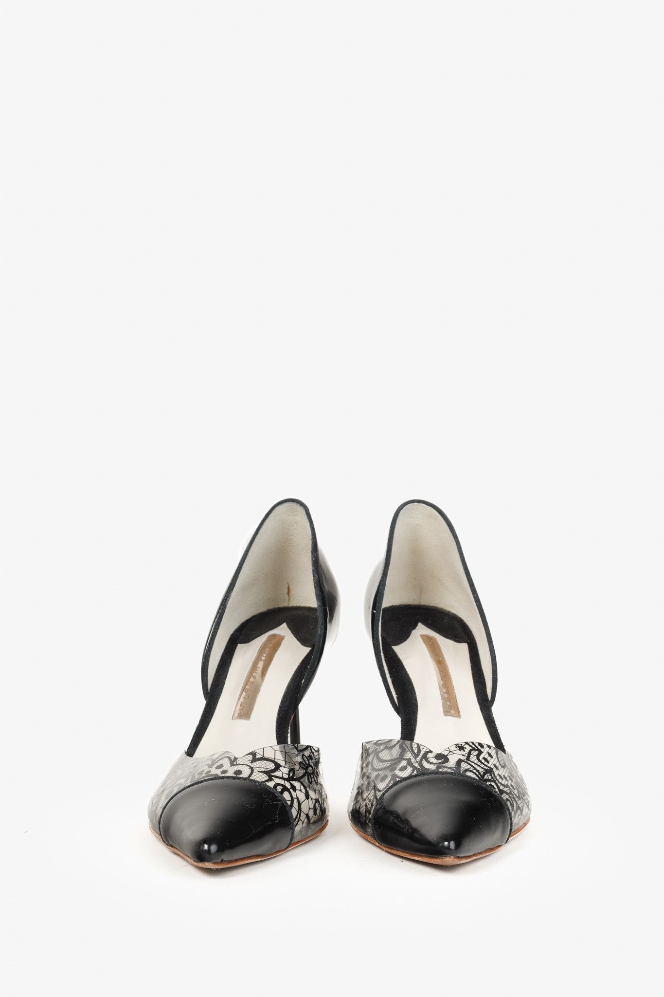 Sophia Webster Sophia Webster Black Patent Printed Lace Detail Stilettos Size US 6 / IT 36 - 2 Thumbnail