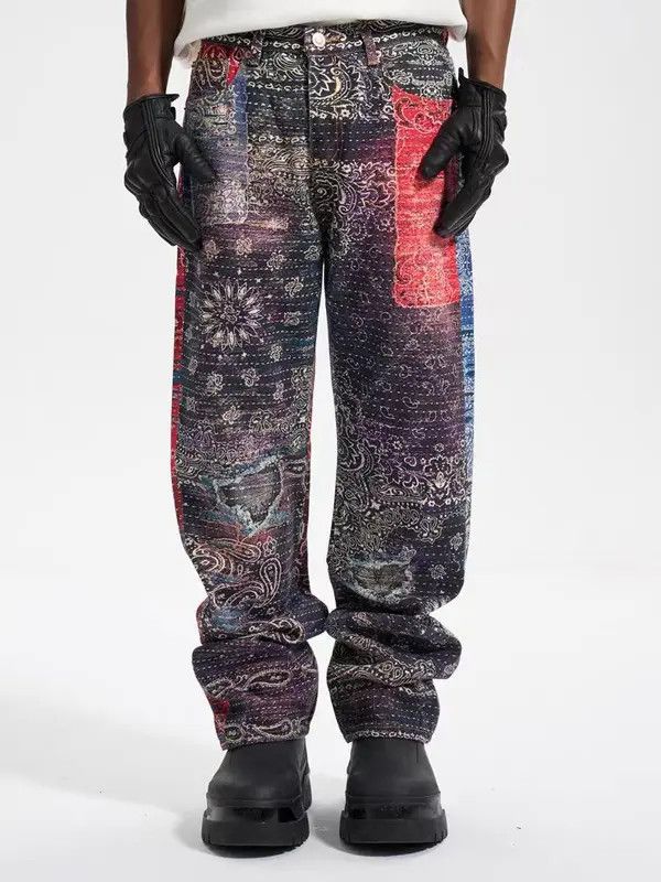 Japanese Brand VIBE High street hip hop digital print gradient baggy jeans Size US 32 / EU 48 - 2 Thumbnail