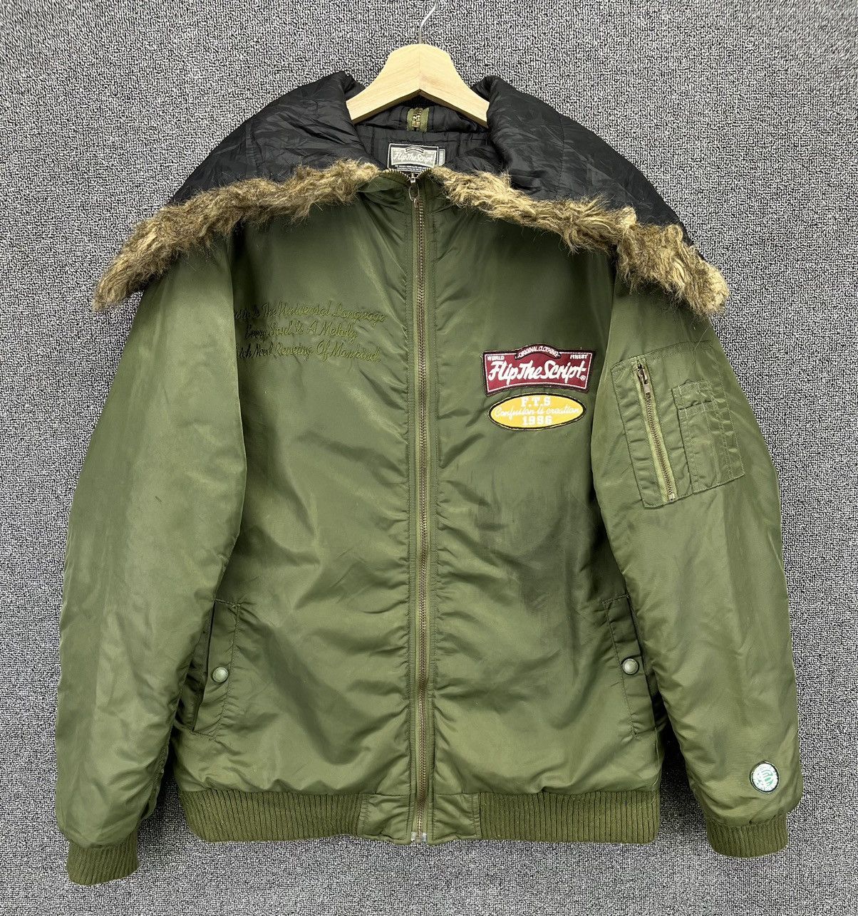 Japanese Brand Vintage Flip The Script Fur Hooded Bomber Jacket Size US M / EU 48-50 / 2 - 1 Thumbnail