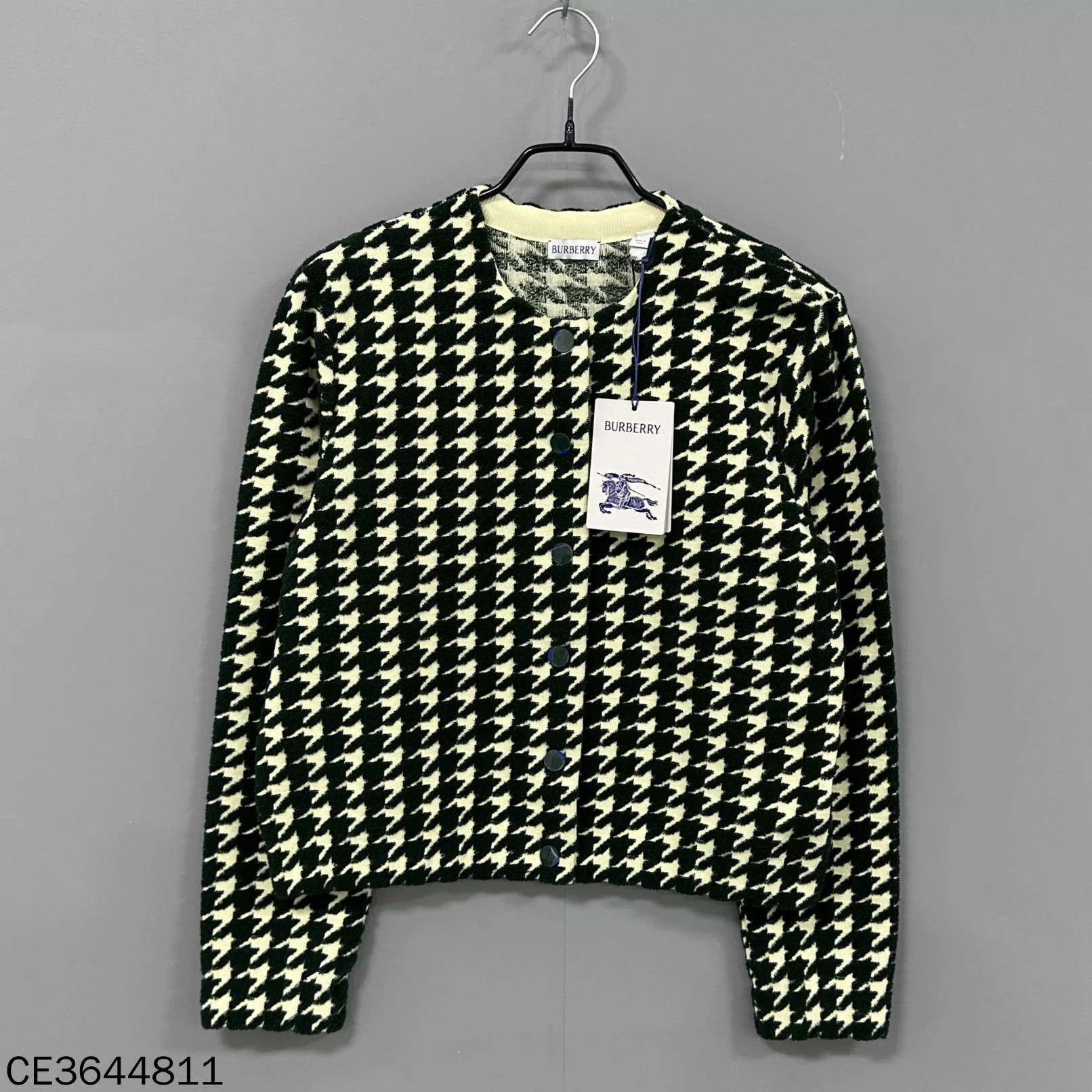 Burberry Burberry Dark Green Flocked Check Sweaters Size M Size S / US 4 / IT 40 - 1 Thumbnail