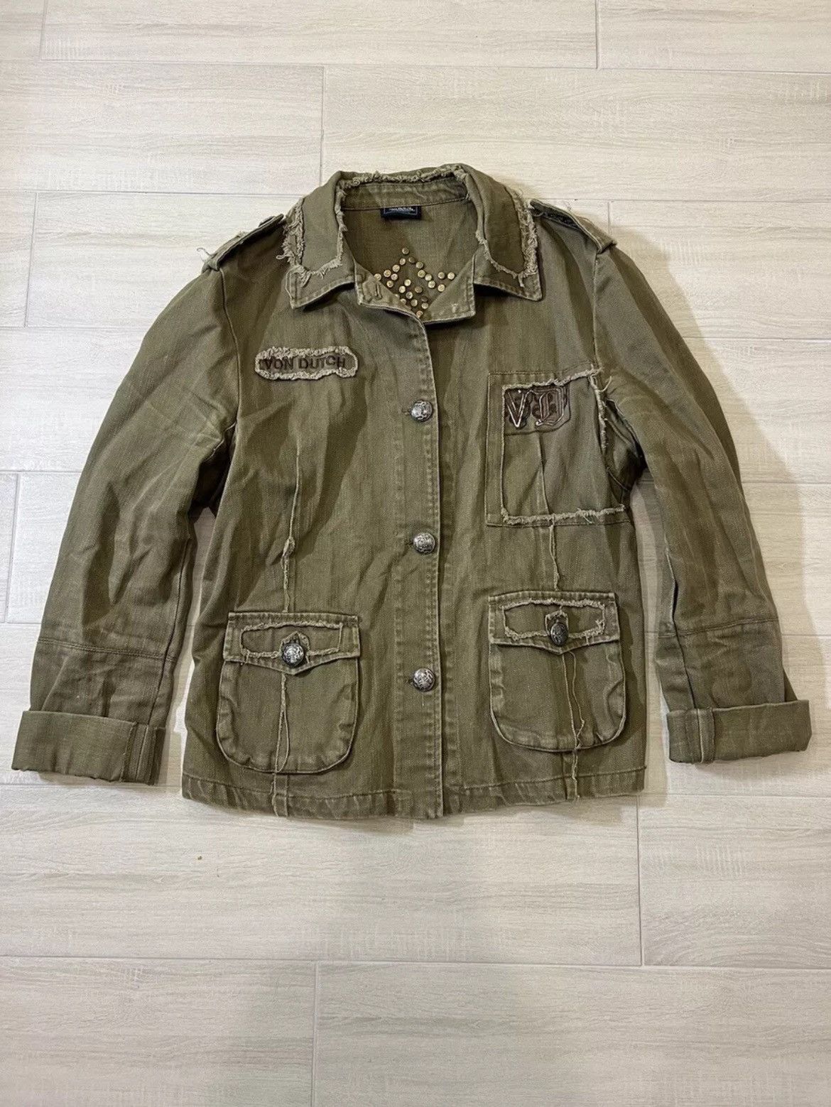 Vintage × Von Dutch VTG Women's Von Dutch Denim Jacket in Green with Buttons Size S / US 4 / IT 40 - 1 Thumbnail
