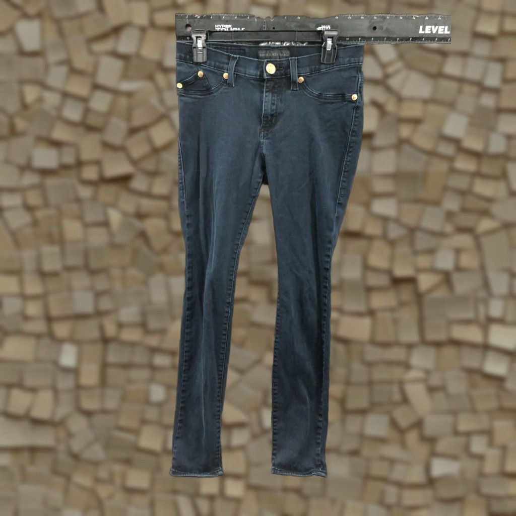 Vintage Rock & Republic Kashmere Skinny Jeans Size 10 Womens Dark Wash Blue Jeans Slim Fit 5-Pocket Denim Cotton Belt Loops Zip Button Size 32" / US 10 / IT 46 - 1 Thumbnail