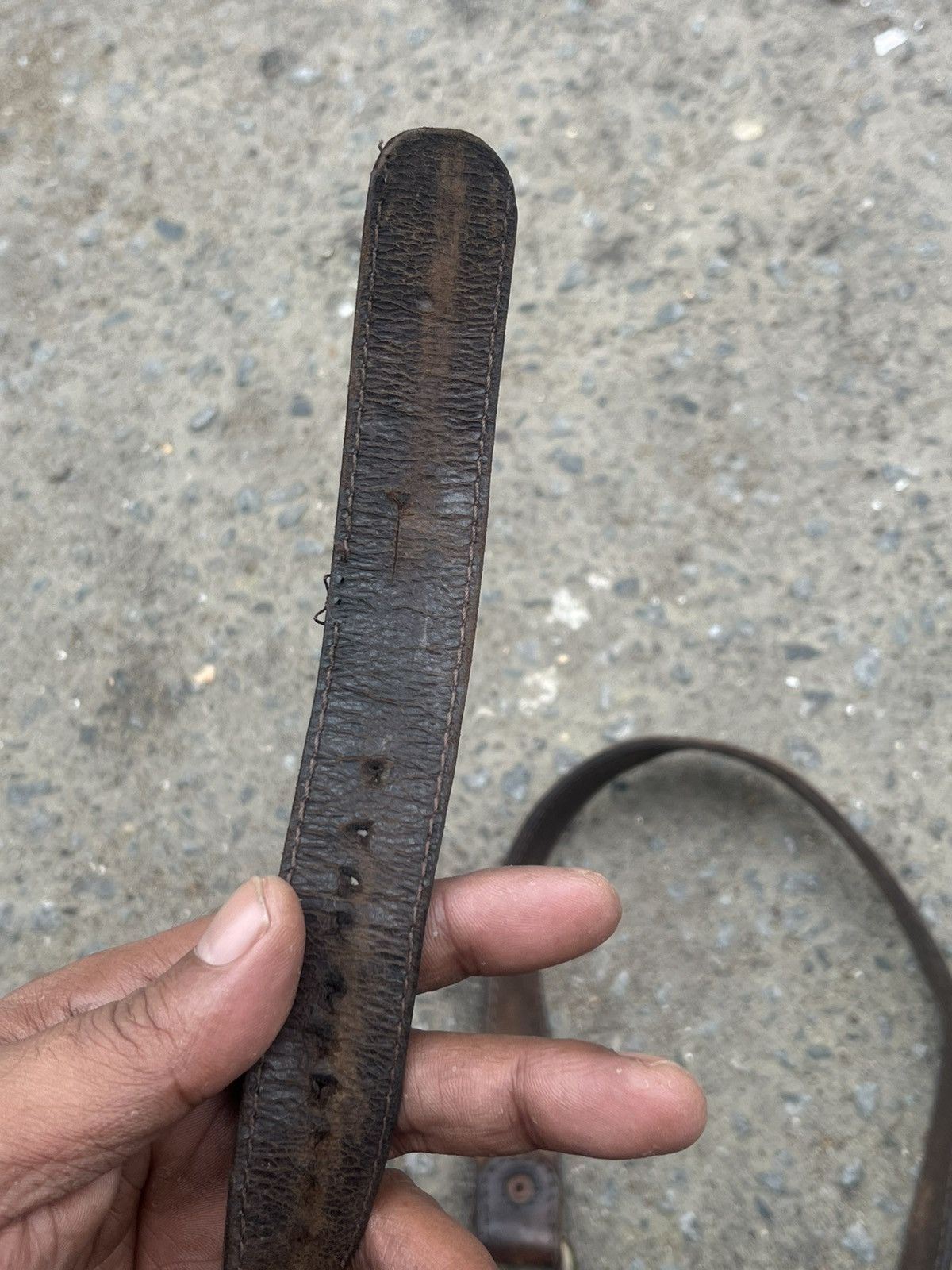 KMRii Rugged Patina Leather Belt Heavy Distressed Size 30 - 15 Thumbnail