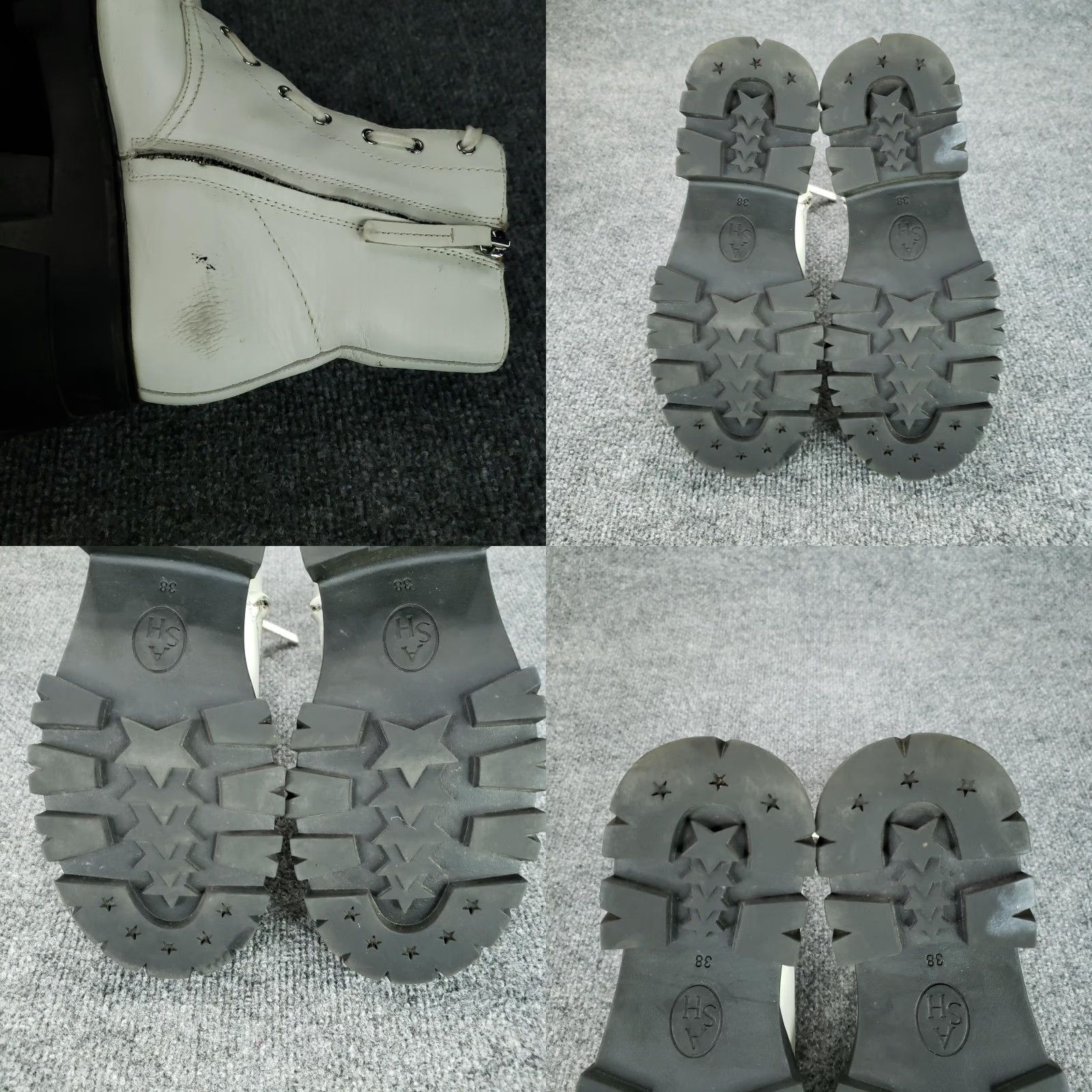 ASH ASH Lynch Boots Womens Size 7.5 White Leather Front Zip Combat Boots Mulit Lug Sole Platform Womens Shoes Size US 7.5 / IT 37.5 - 8 Thumbnail