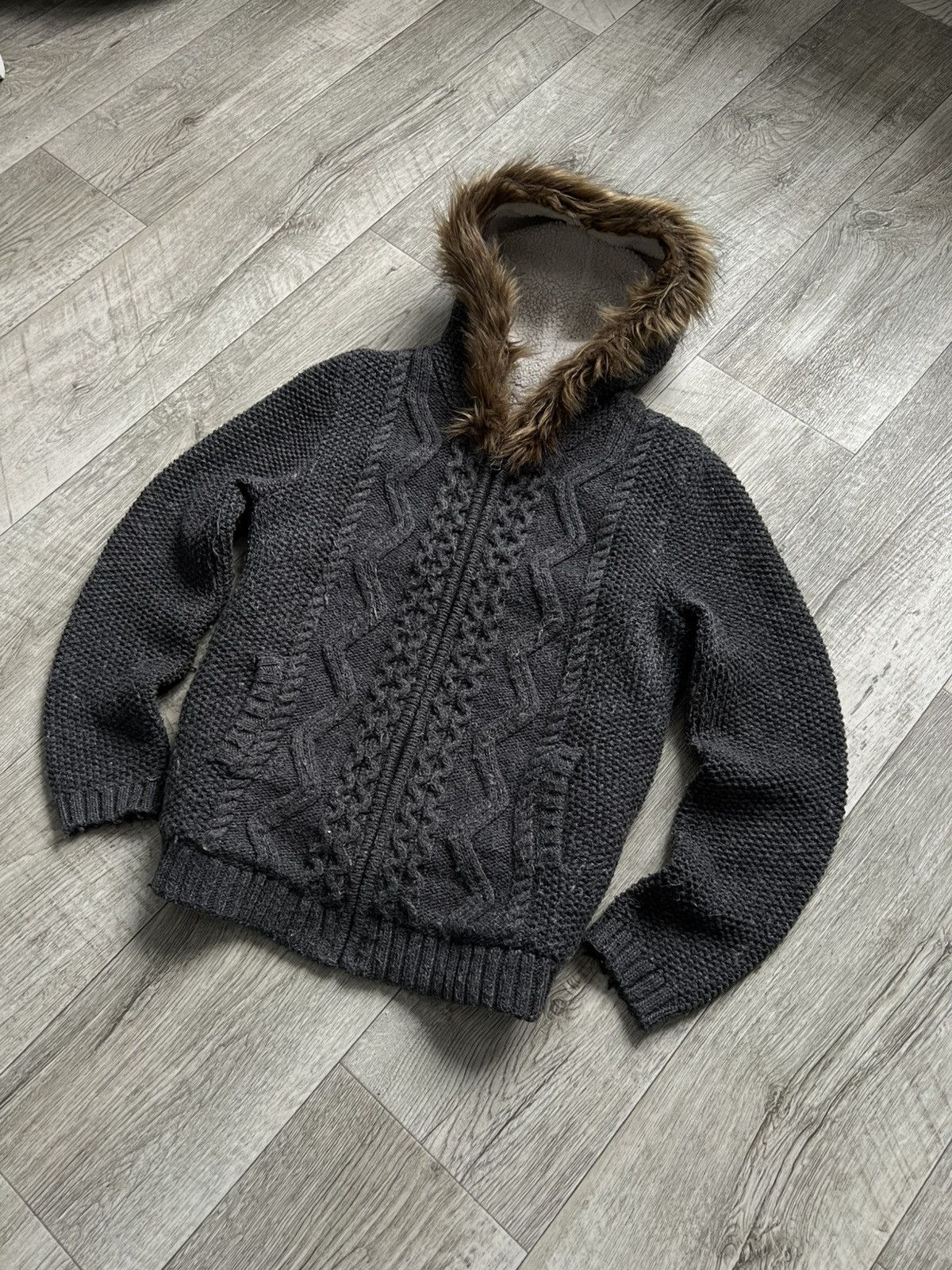 Hysteric Glamour Crazy Vintage Hysteric Glamour Faux Fur Knit Zip Hoodie 00s Size US M / EU 48-50 / 2 - 3 Thumbnail