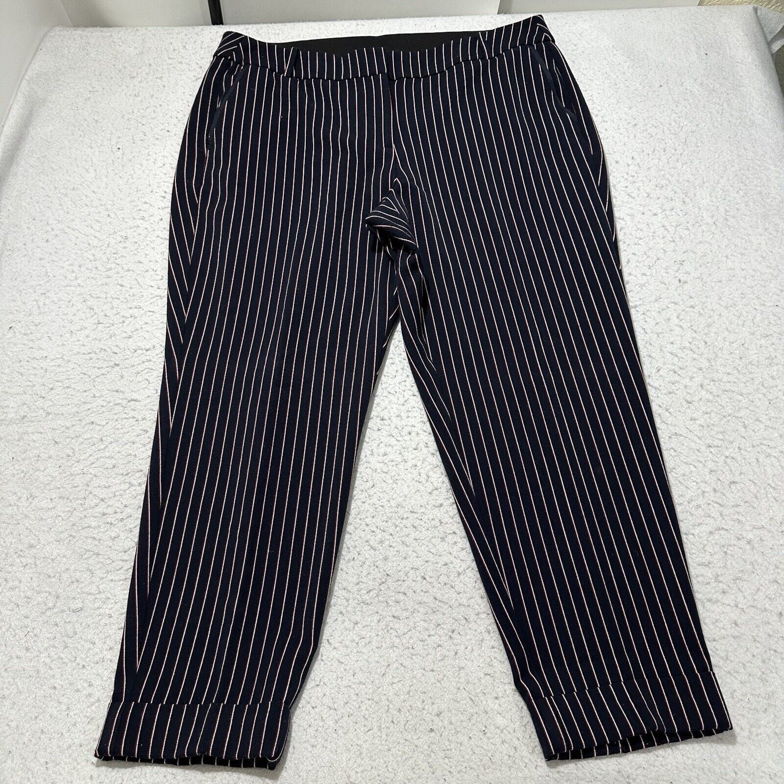 Other Lane Bryant 18 Flat Front Soft Knit Pants Navy Blue Striped Size 40" / US 18 - 1 Thumbnail