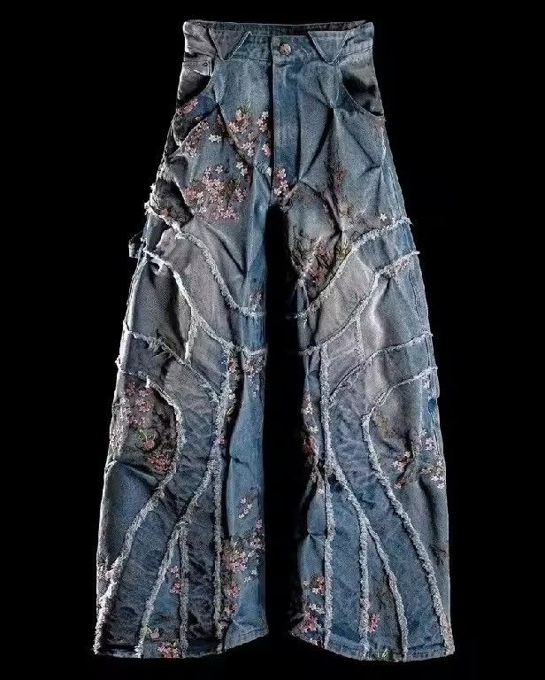 Japanese Brand Floral Denim Pant Size US 34 / EU 50 - 3 Thumbnail