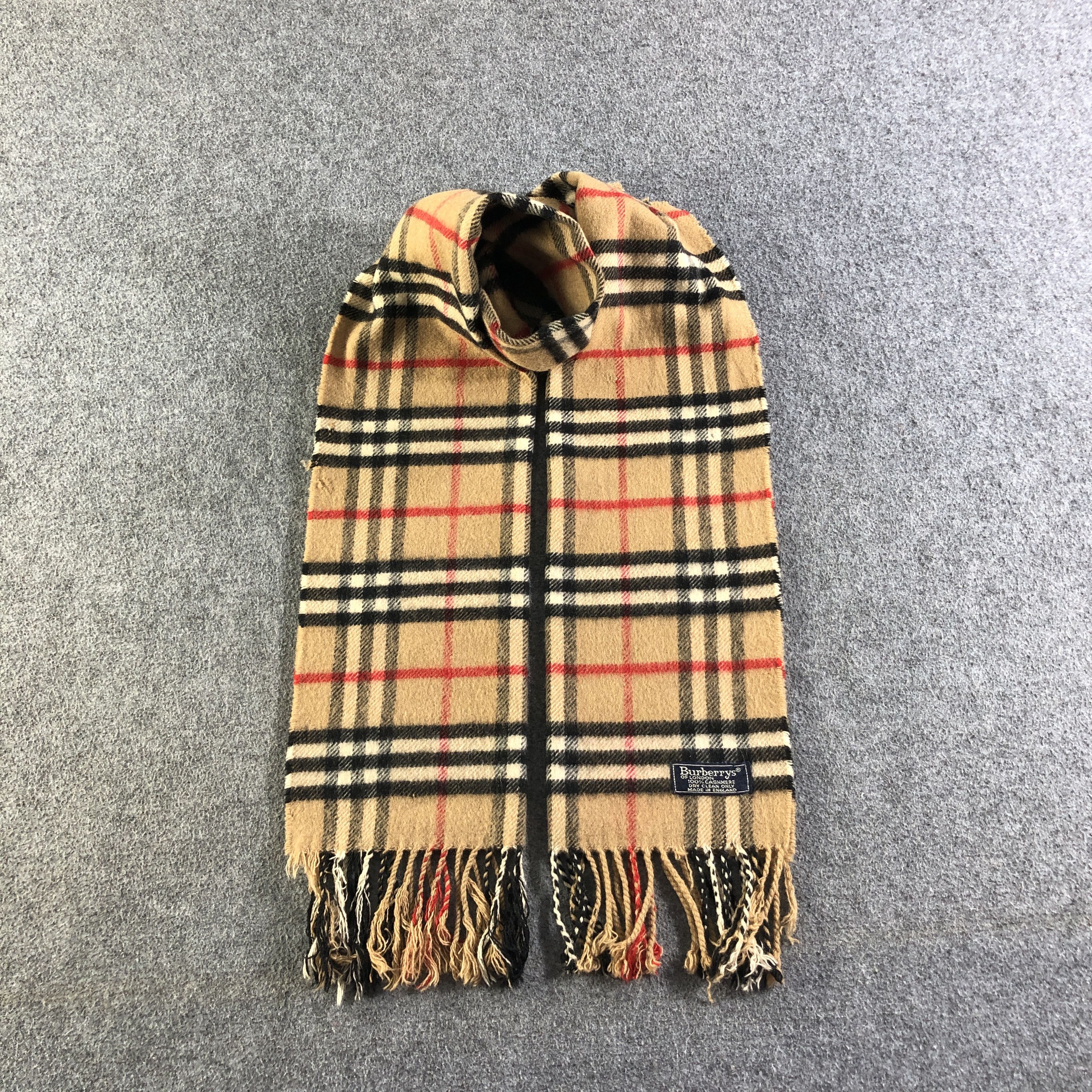Burberrys Nova Check Tan Wool Scarf Muffler V2696