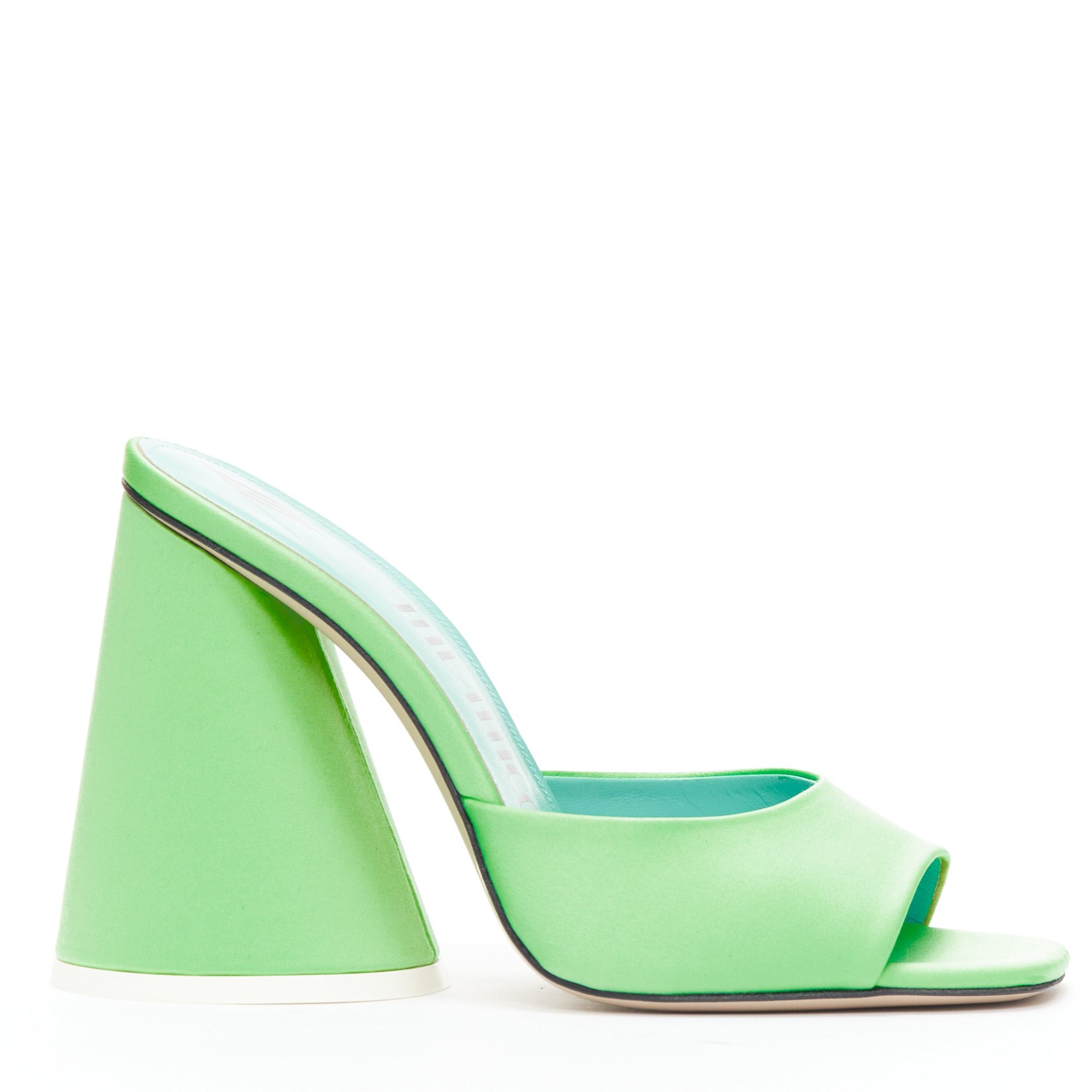 The Attico THE ATTICO Luz mint green satin sculptural cone heel open toe mule EU36.5 Size US 6.5 / IT 36.5 - 1 Thumbnail