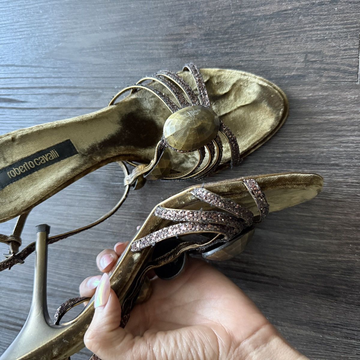 Roberto Cavalli Vintage Roberto Cavalli Brown Glitter Heels Size US 7 / IT 37 - 5 Thumbnail
