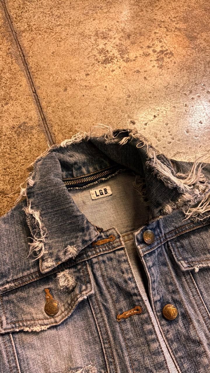 Le Grande Bleu (L.G.B.) le grand bleu l.g.b destroyed denim jacket lgb Size S / US 4 / IT 40 - 3 Thumbnail