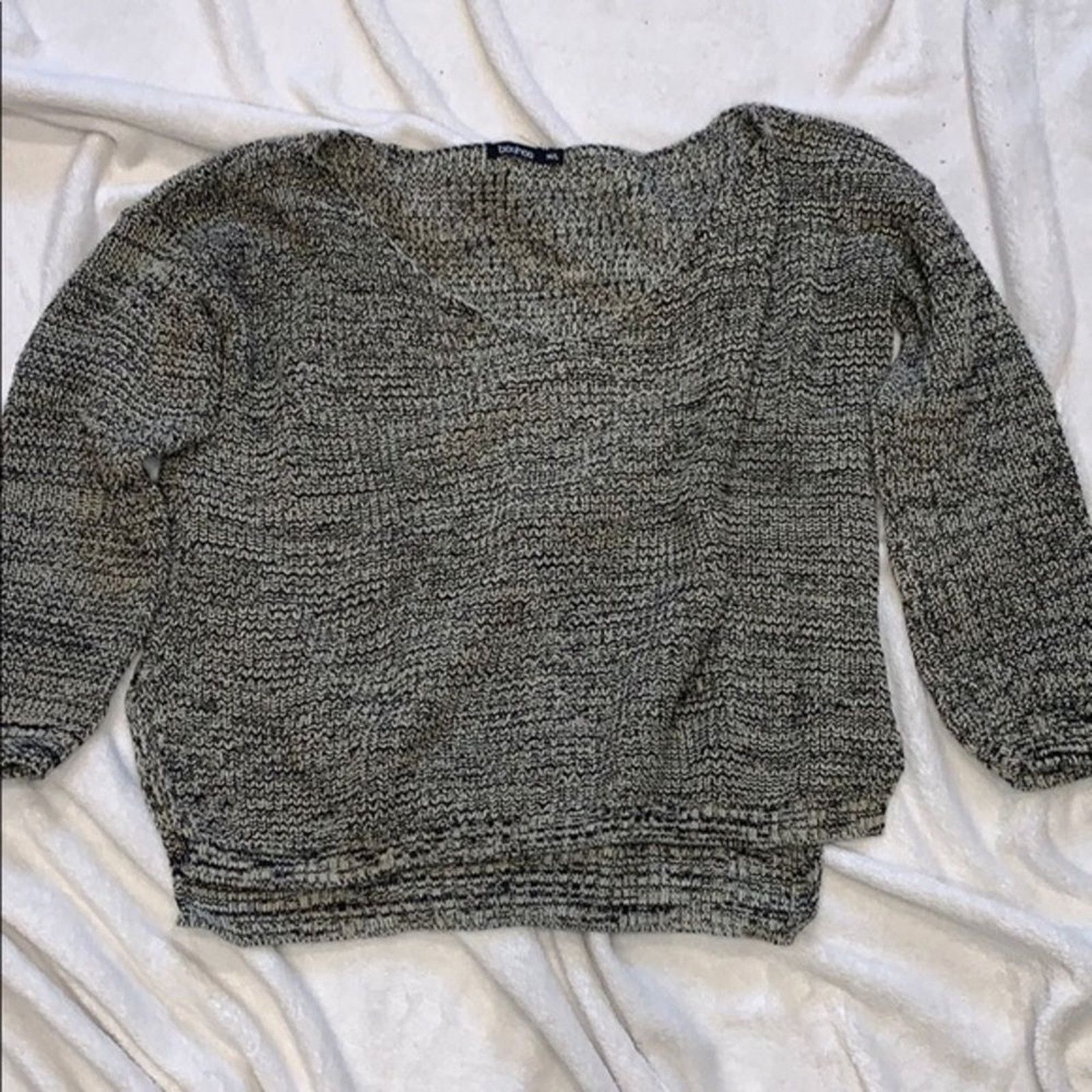 Boohoo Boohoo Oversized Neutral Knit V-Neck Sweater | Sz M/L Size M / US 6-8 / IT 42-44 - 2 Thumbnail