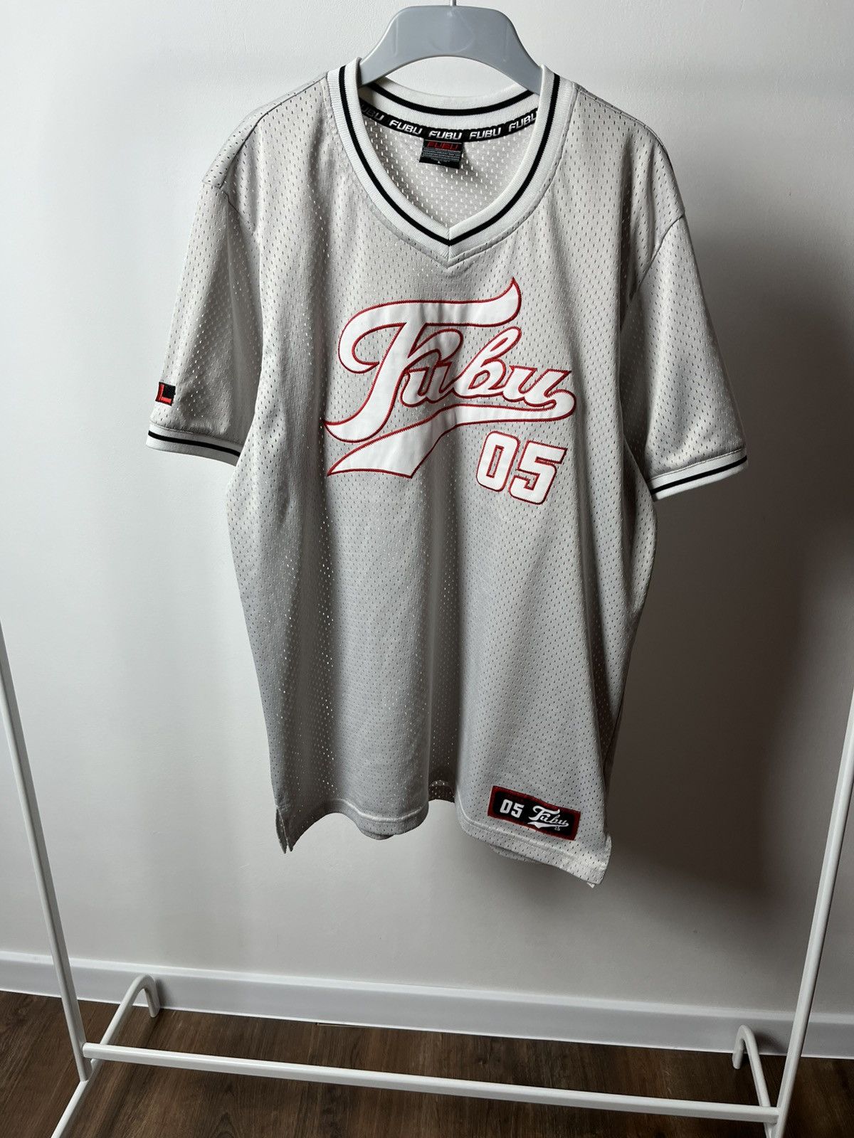 Fubu FUBU 05 Jersey Style Mesh Shirt White Red Hip Hop Y2K Size L Size US L / EU 52-54 / 3 - 3 Thumbnail