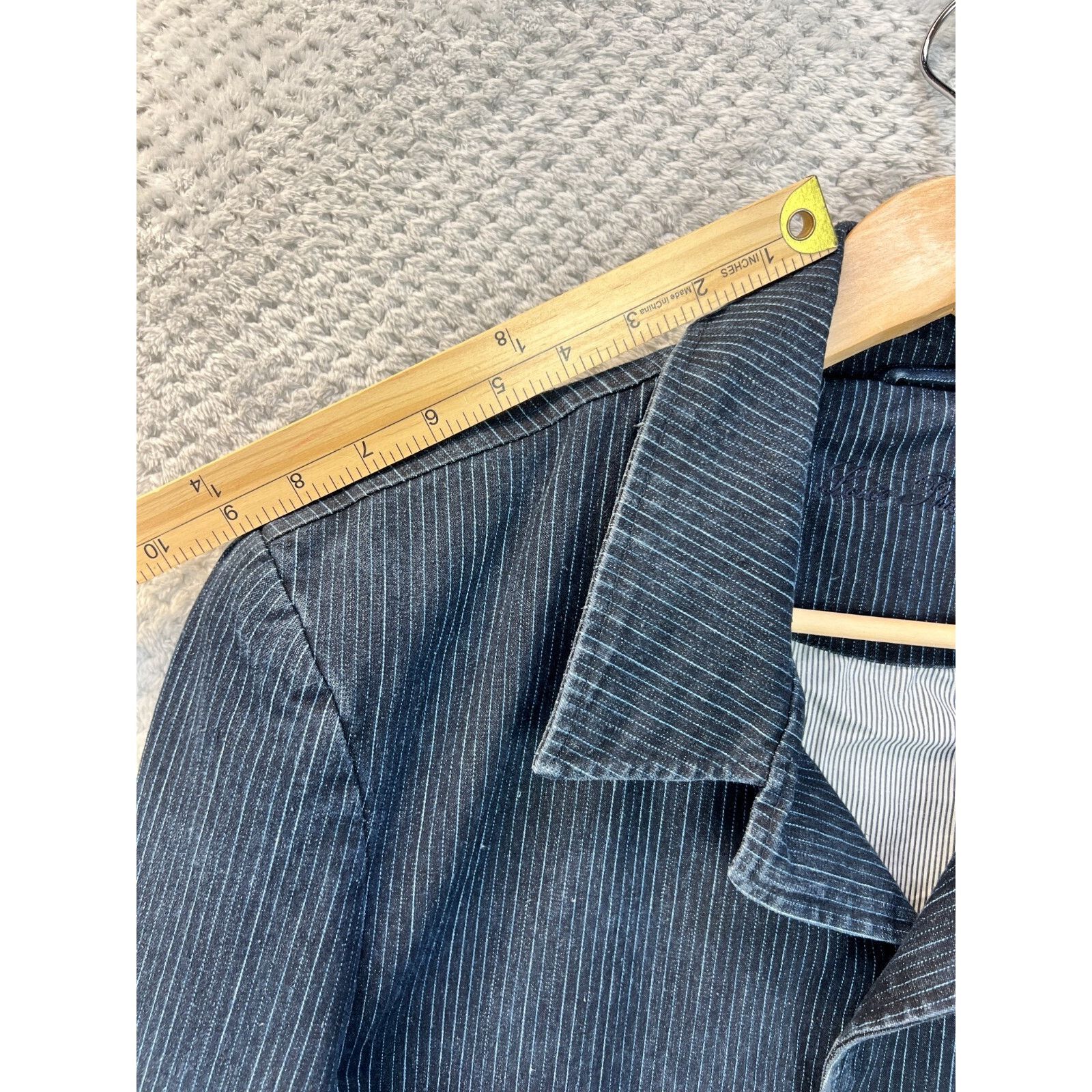 Louis Philippe Louis Philippe Denim Blazer Men Large Striped Vented Jacket Size US L / EU 52-54 / 3 - 13 Thumbnail