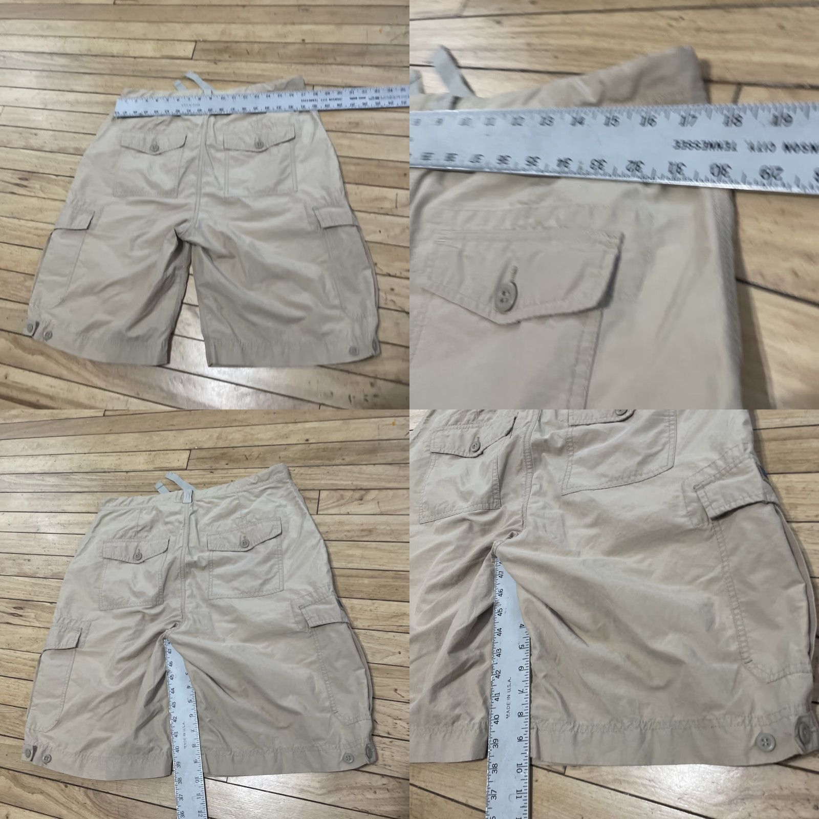 Vintage DIX Cargo Shorts Men M Khaki Drawstring Nylon Blend Streetwear 33 Cargo Pocket Slim Beach Outdoor Navy Beige Casual Travel Pants Size US 34 / EU 50 - 8 Thumbnail