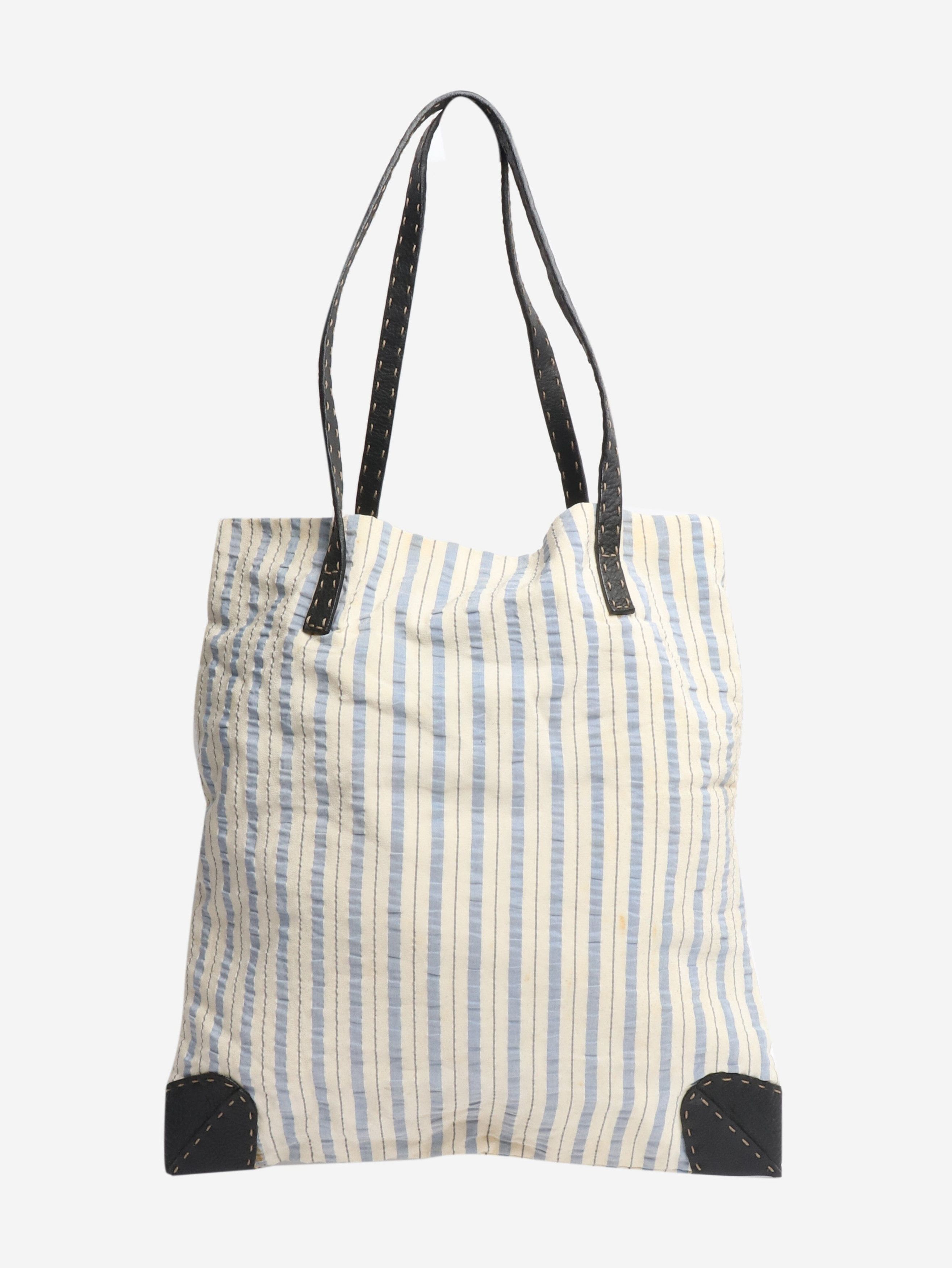 Fendi Cream and blue striped tote bag Size ONE SIZE - 1 Thumbnail