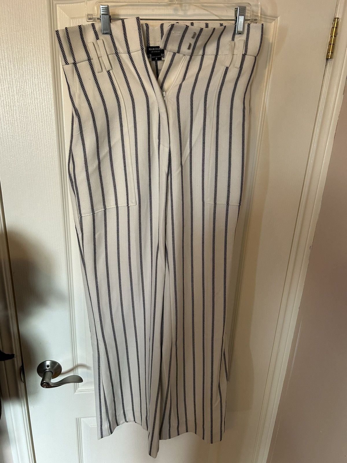 Georges Marciano White striped trousers Size 30" / US 8 / IT 44 - 1 Thumbnail
