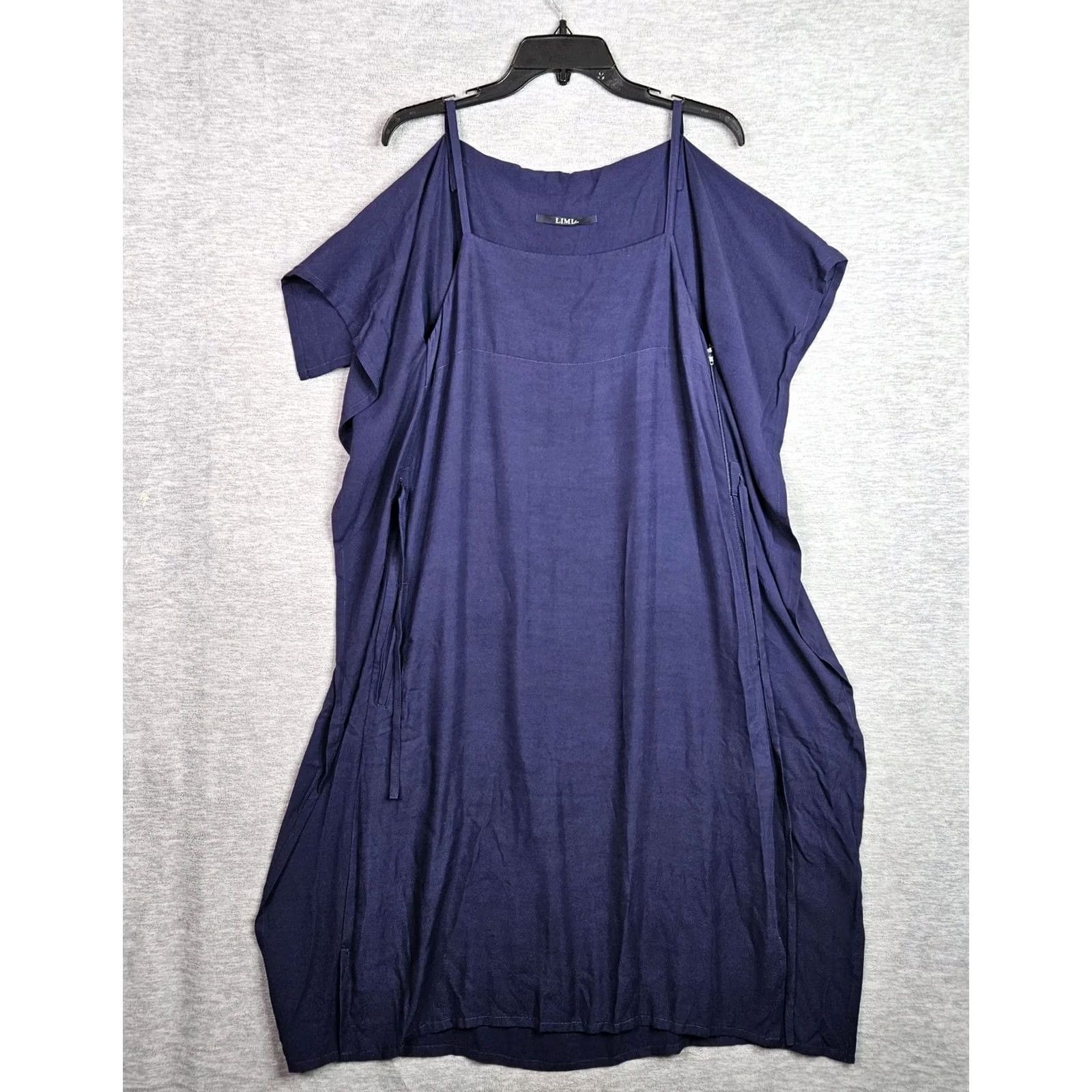 Vintage LIMI Feu Navy Blue Sleeveless Maxi Dress S Japanese Designer A-Line Solid Rayon Holiday Casual Women's Fashion Size S Size S / US 4 / IT 40 - 2 Thumbnail