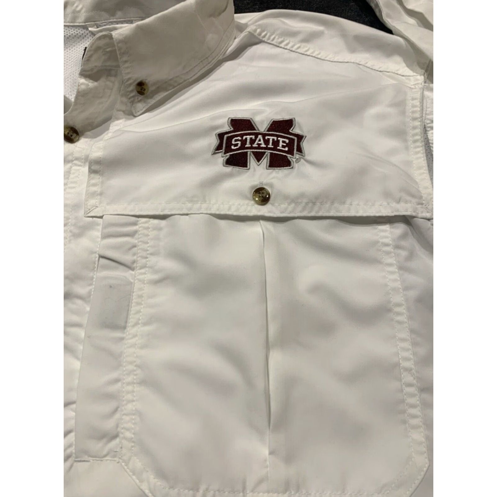 Vintage Drake Waterfowl Mississippi State Bulldogs Men's Large White Button Down Shirt Size US L / EU 52-54 / 3 - 3 Thumbnail