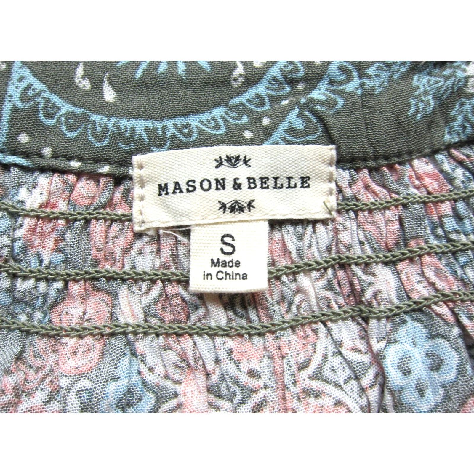 Mason's Mason & Belle Blouse 100% Rayon Green Pink Paisley Floral Long Sleeve Tunic S Womens Colorful 90s style Size S / US 4 / IT 40 - 3 Thumbnail