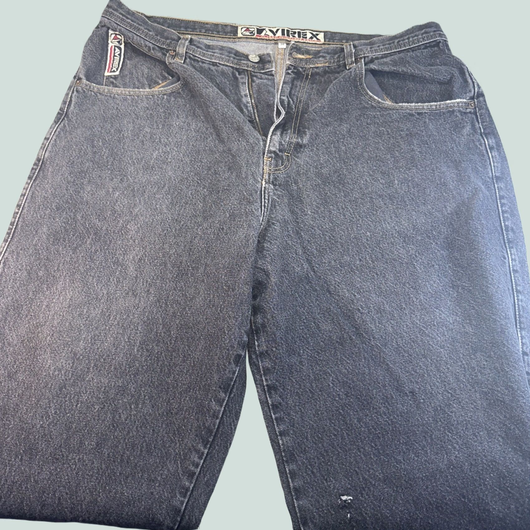 Avirex VINTAGE Avirex Jeans Men 38 Blue Straight Baggy Faded Denim Hip Hop 38X28 Regular 90s Womens Men Size US 42 / EU 58 - 1 Thumbnail