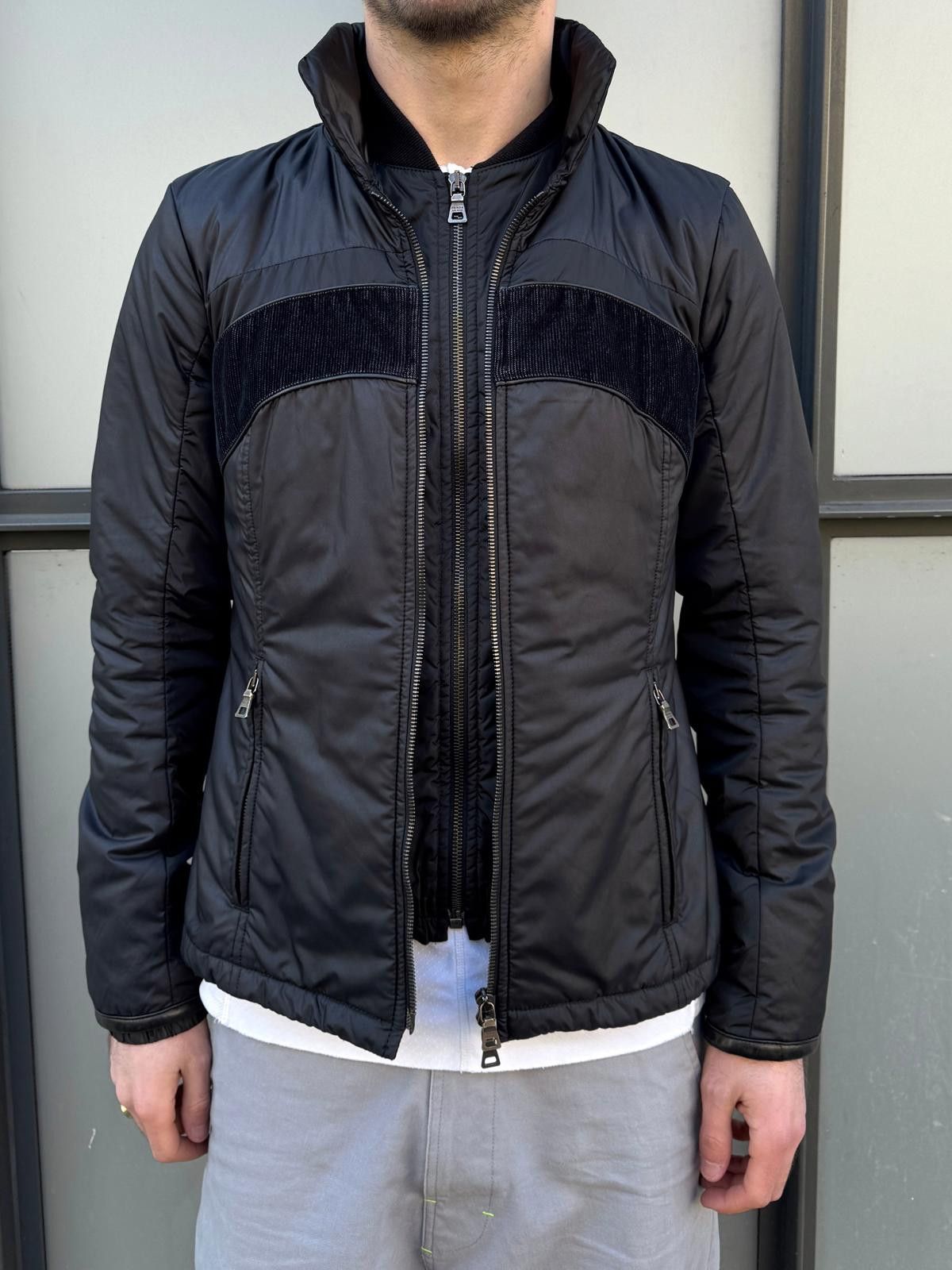 Prada Prada Main Line Nylon/Leather Double Layer Jet Black Jacket Size S / US 4 / IT 40 - 3 Thumbnail