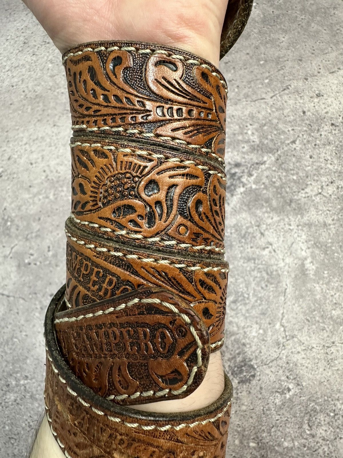 Hysteric Glamour × Leather × Vintage Vintage Leather Belt Y2K Rhinestones Punk Western Metal Size 34 - 8 Thumbnail
