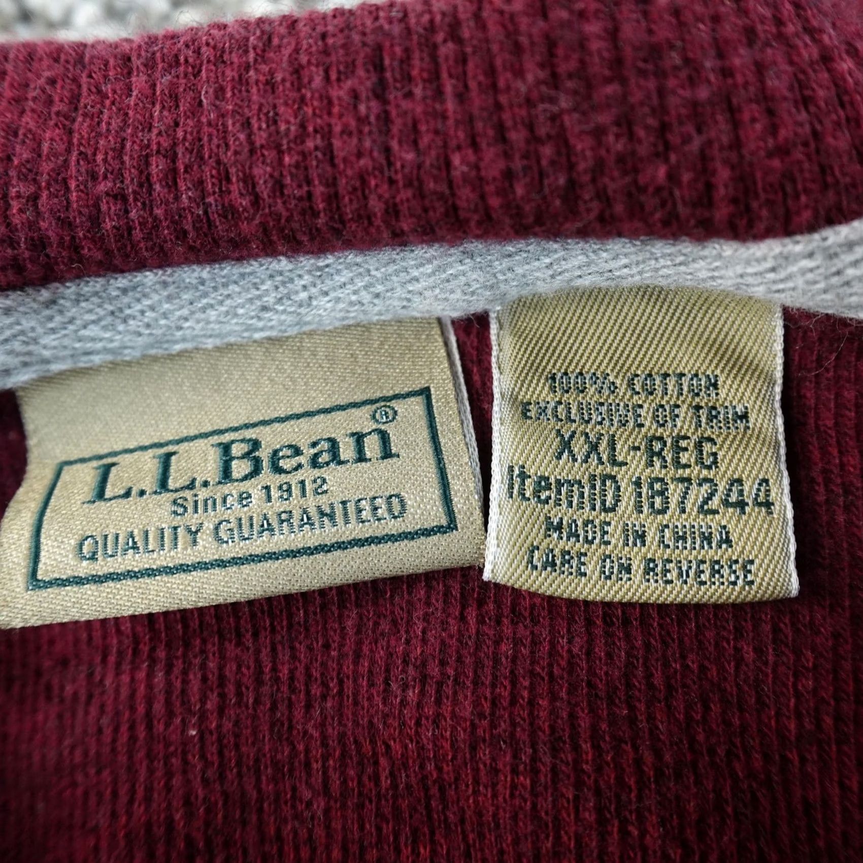 Vintage LL Bean Shirt Mens 2XL Red Unshrinkable Waffle Knit Thermal Henley Long Sleeve Size US XXL / EU 58 / 5 - 4 Thumbnail