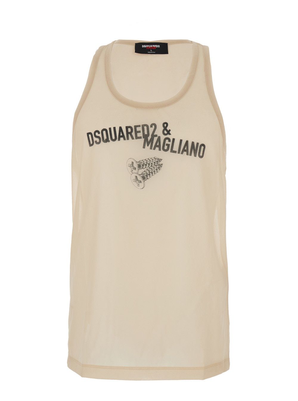 Dsquared2 'D2 x Magliano' Beige Sleeveless Top with Logo Lettering on the Front in Cotton Man Size US L / EU 52-54 / 3 - 1 Thumbnail