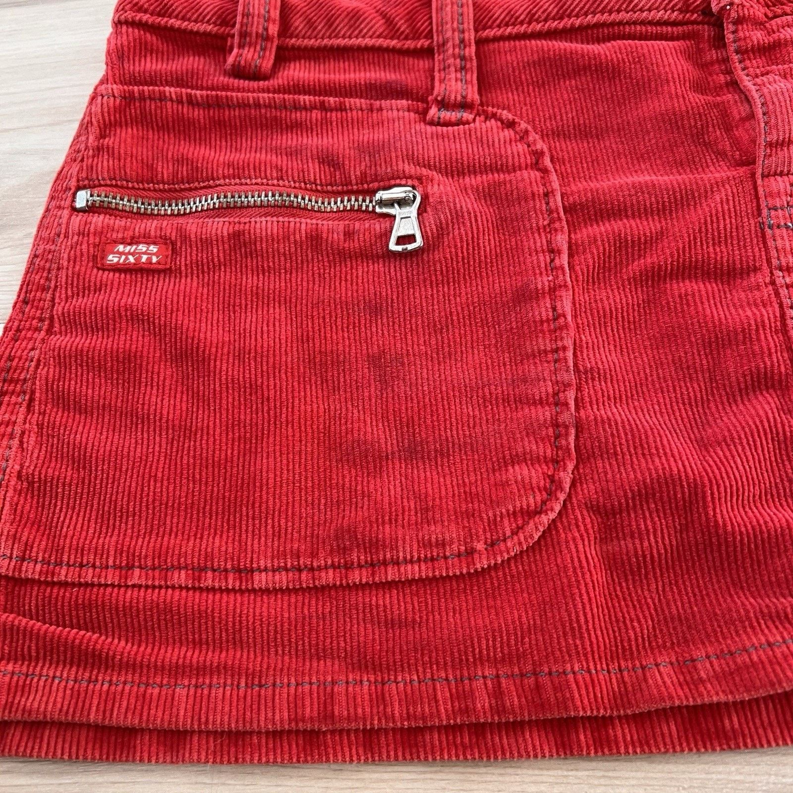 Miss Sixty Vtg 2000s Miss Sixty Micro Mini Red Corduroy 33” Low Rise Size 33" - 10 Thumbnail