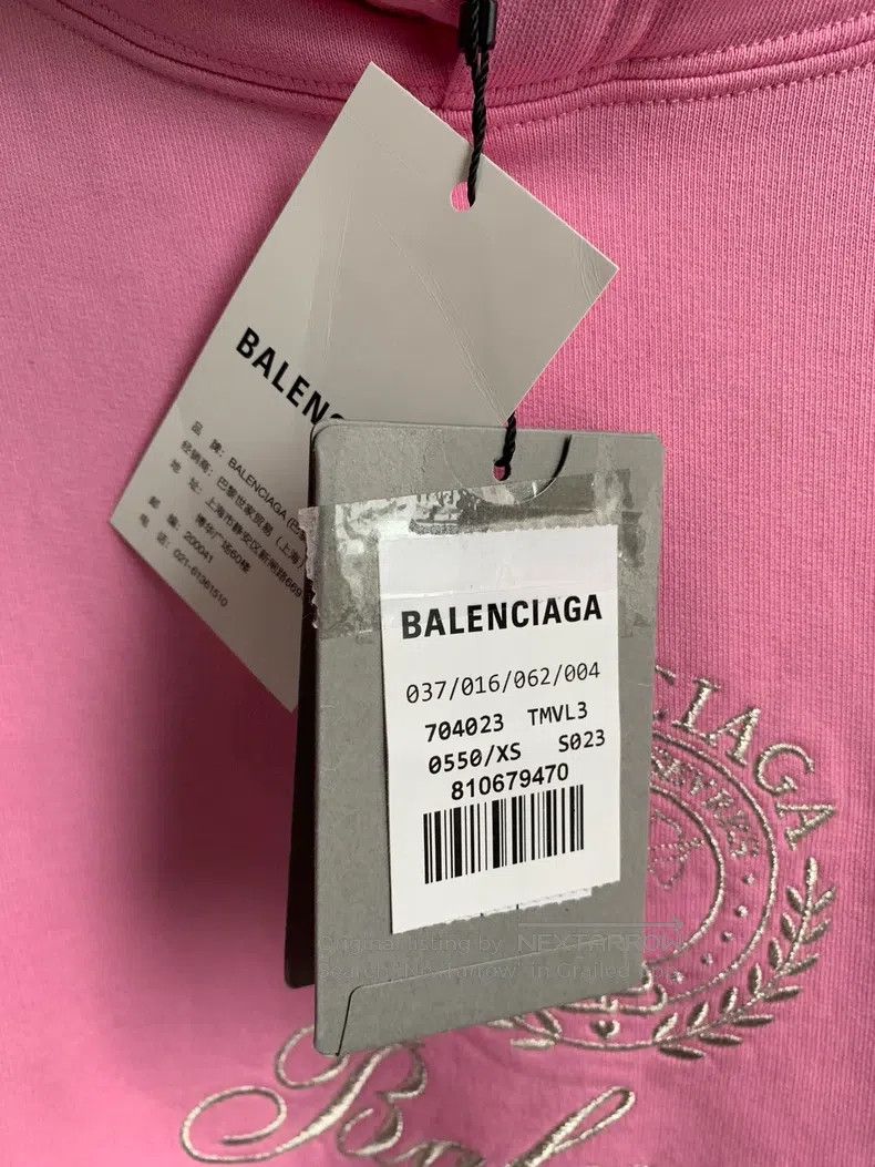 Balenciaga Balenciaga Pink Embroidery Letter Logo Hoodie Size US XS / EU 42 / 0 - 7 Thumbnail